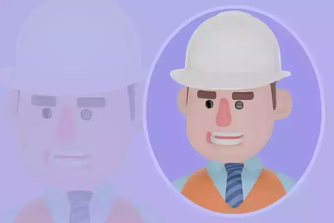 Stylized 3D Male Architect Holding Power Cable - Cartoon