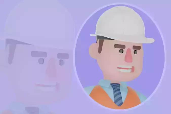 Stylized 3D Male Architect with Clipboard - Cartoon Design