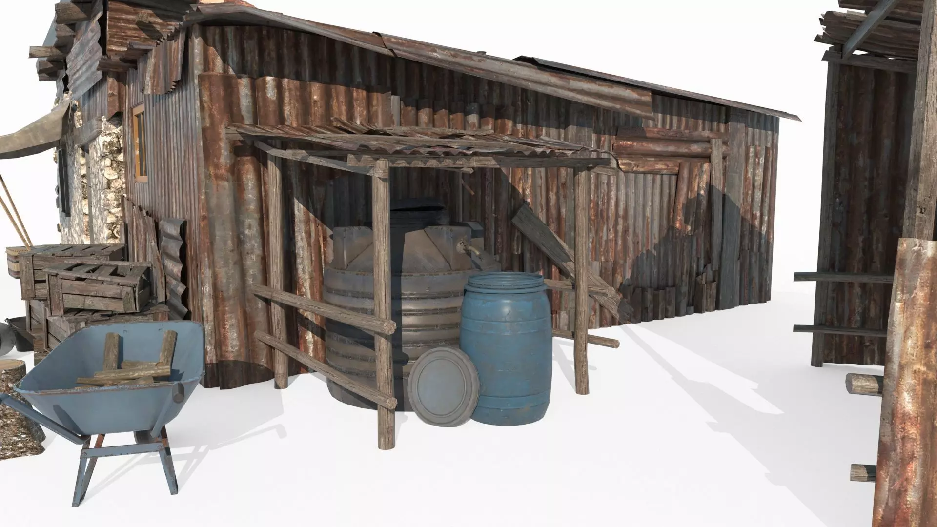 Modern Architecture Wild Hunter s Cabin and Tin Shed 3D model_5