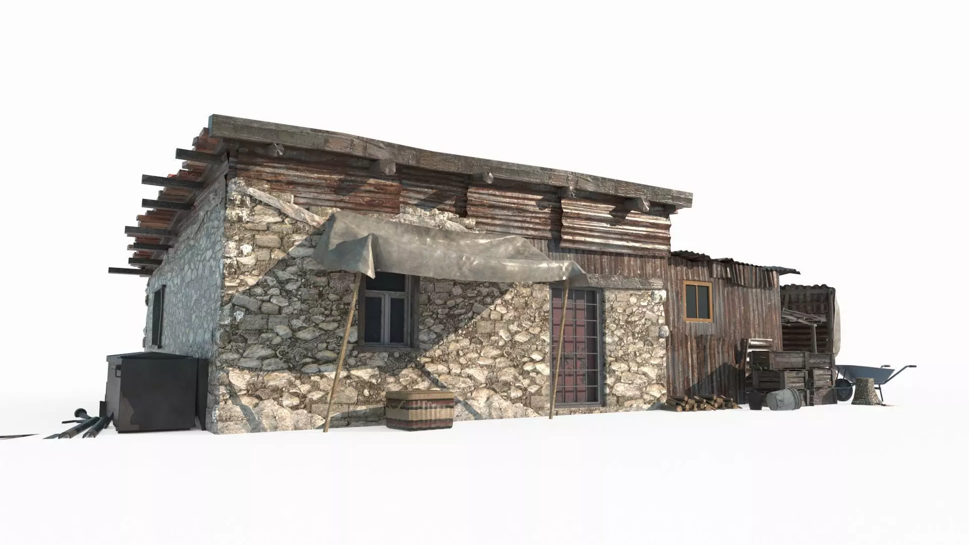 Modern Architecture Wild Hunter s Cabin and Tin Shed 3D model_0