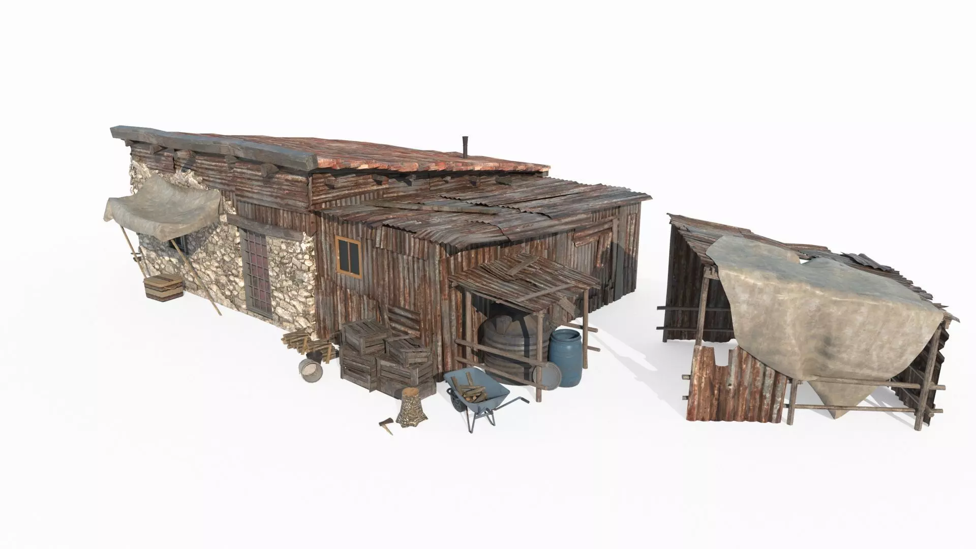 Modern Architecture Wild Hunter s Cabin and Tin Shed 3D model_2