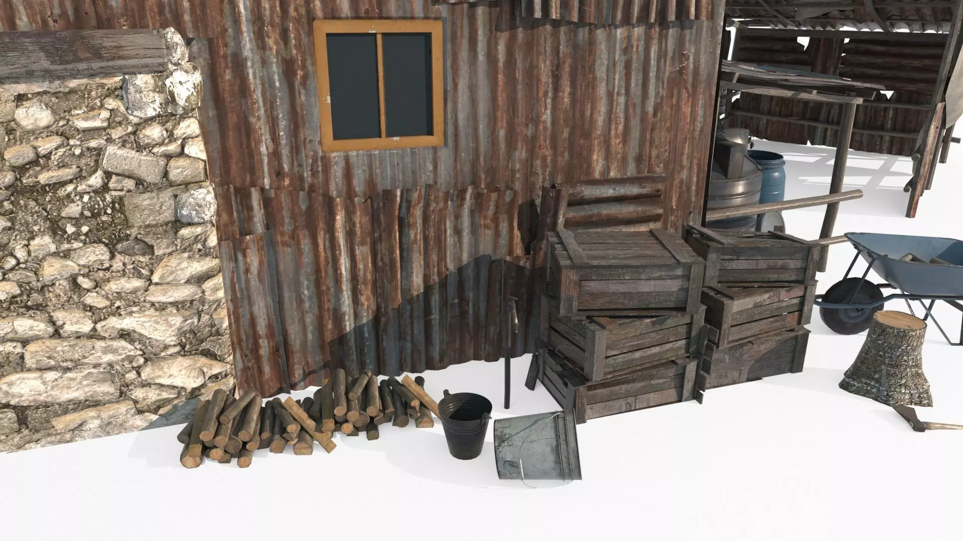 Modern Architecture Wild Hunter s Cabin and Tin Shed 3D model_6