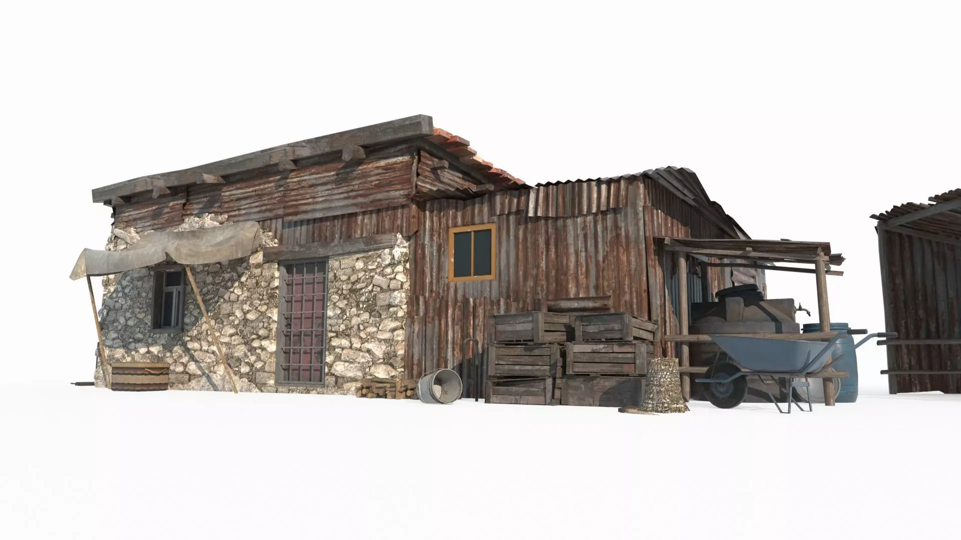 Modern Architecture Wild Hunter s Cabin and Tin Shed 3D model_1