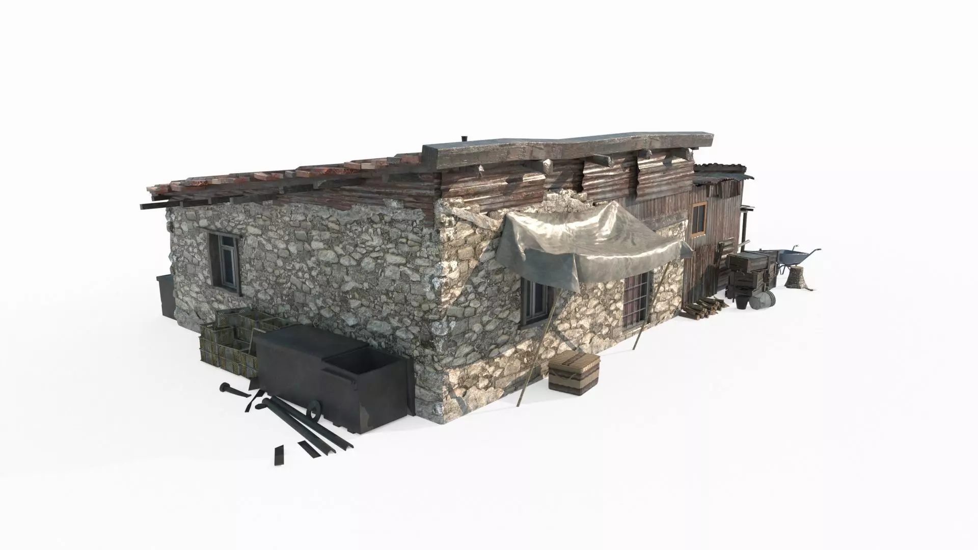 Modern Architecture Wild Hunter s Cabin and Tin Shed 3D model_3