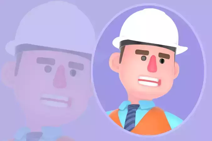 Stylized 3D Male Architect Explaining with Protractor - Cartoon