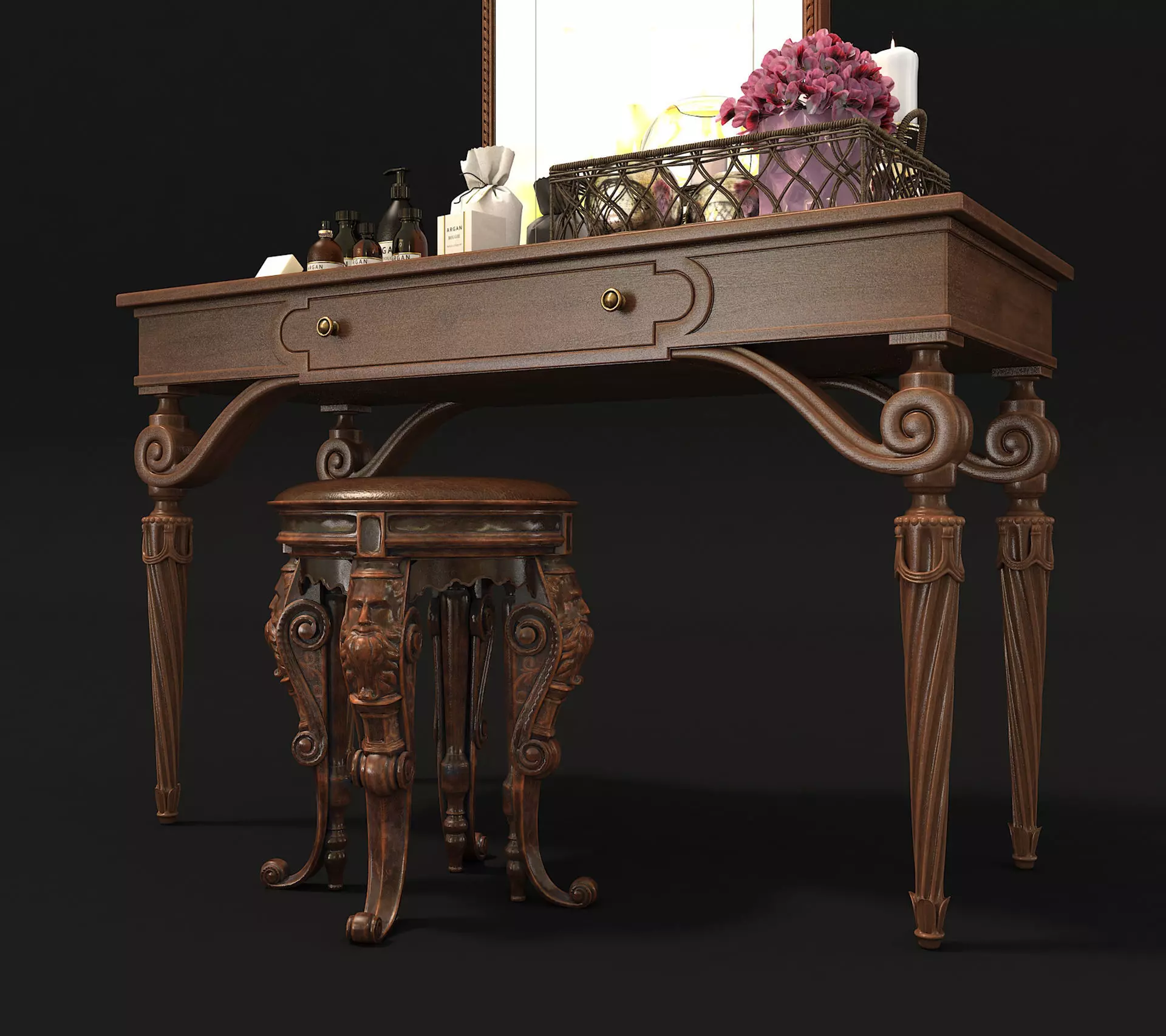 Classic European Style Dressing Table 2 3D model_3