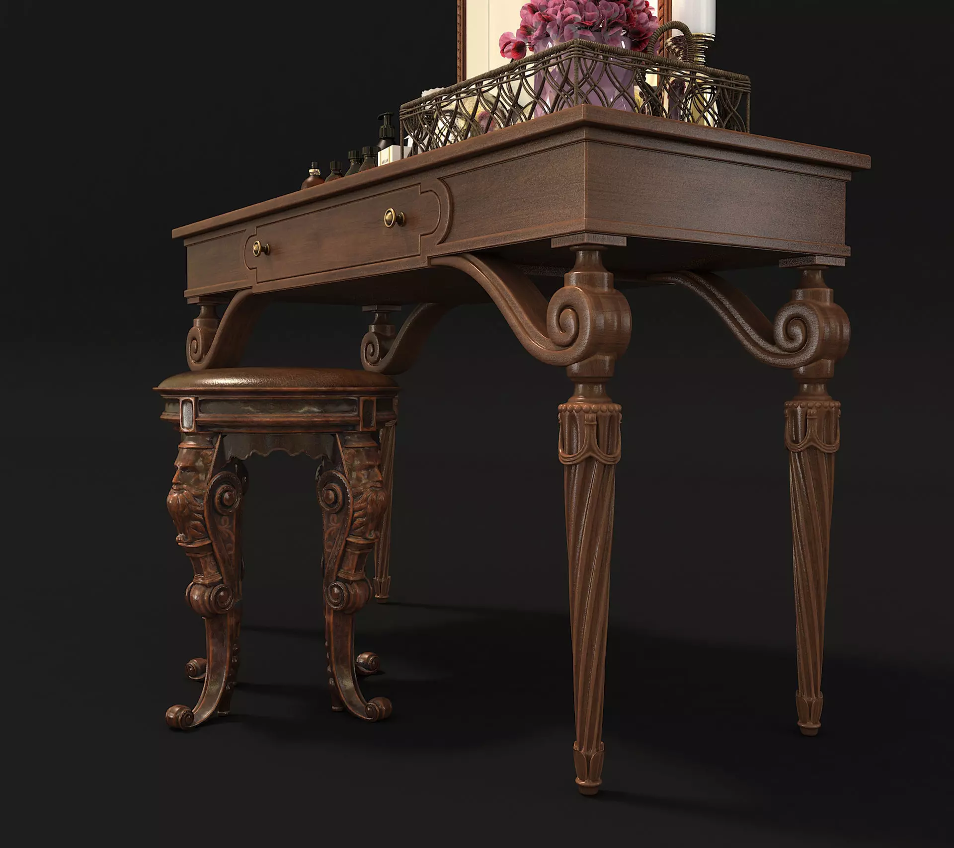 Classic European Style Dressing Table 2 3D model_5
