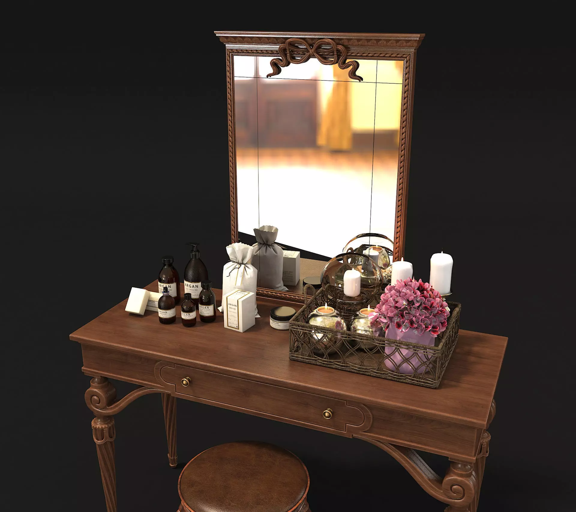 Classic European Style Dressing Table 2 3D model_1