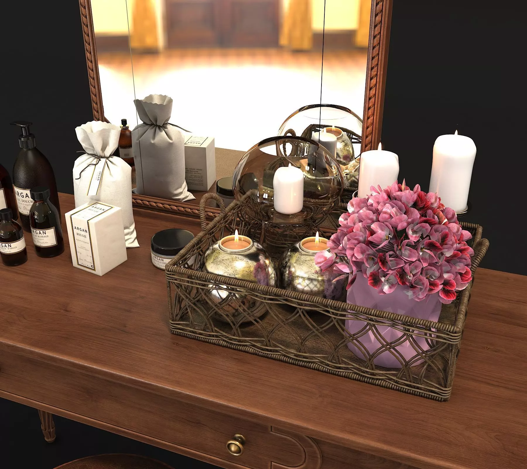 Classic European Style Dressing Table 2 3D model_7
