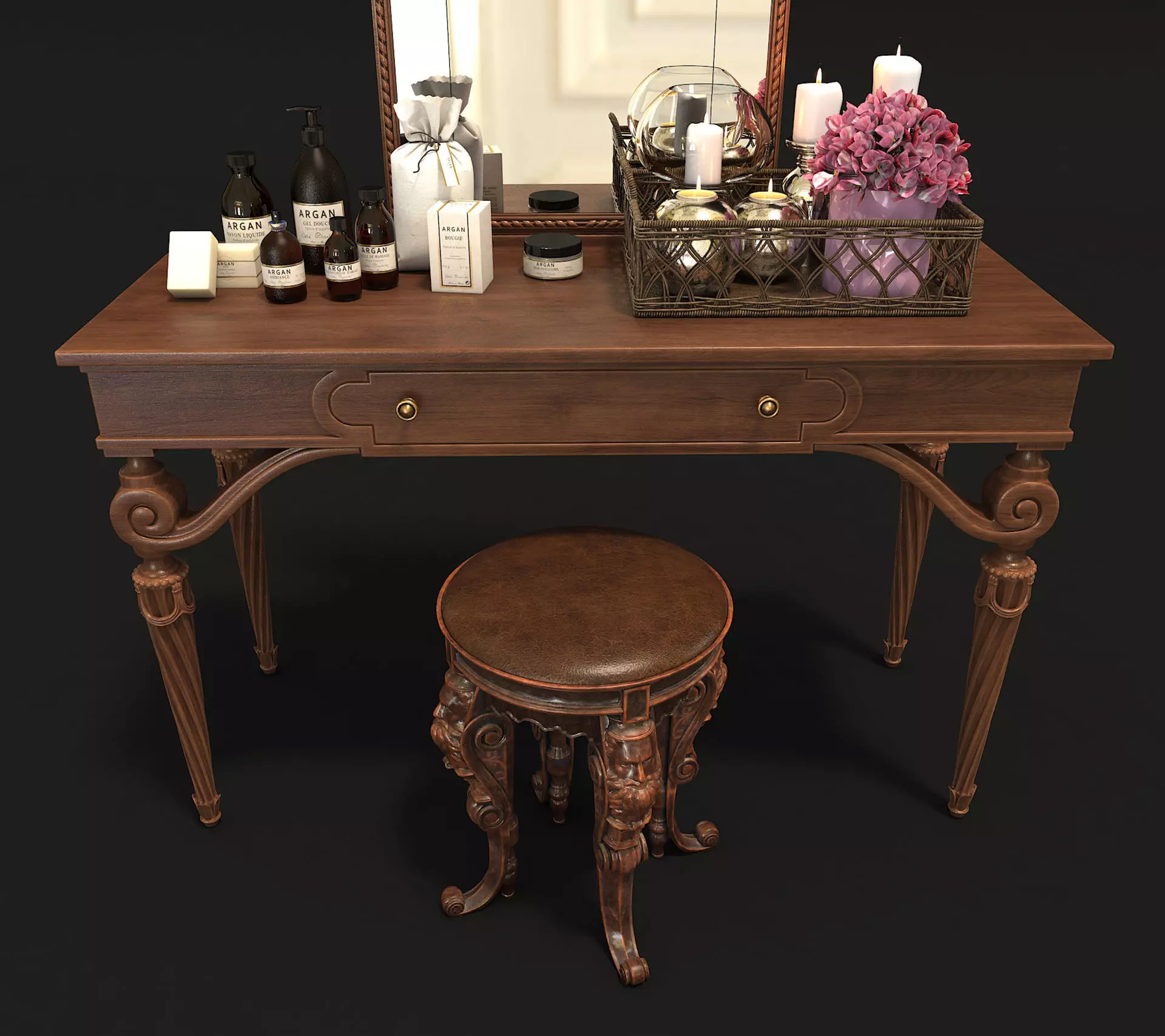 Classic European Style Dressing Table 2 3D model_2
