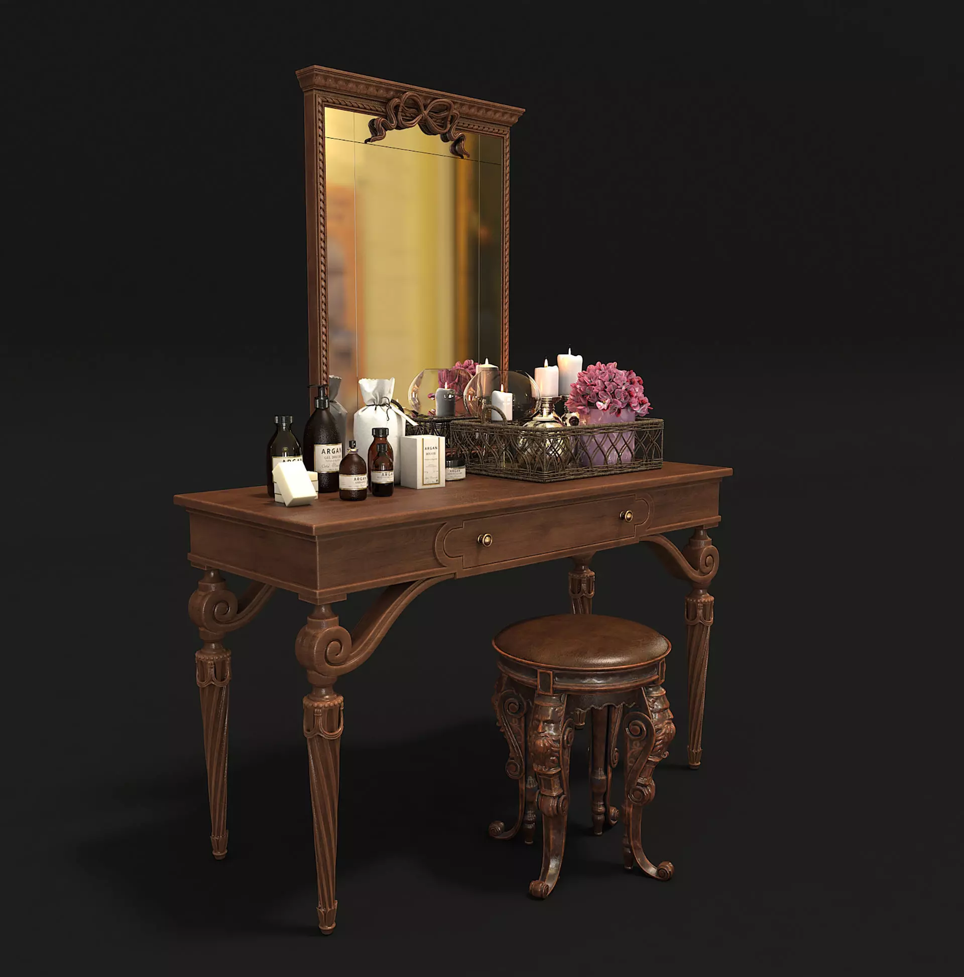 Classic European Style Dressing Table 2 3D model_0