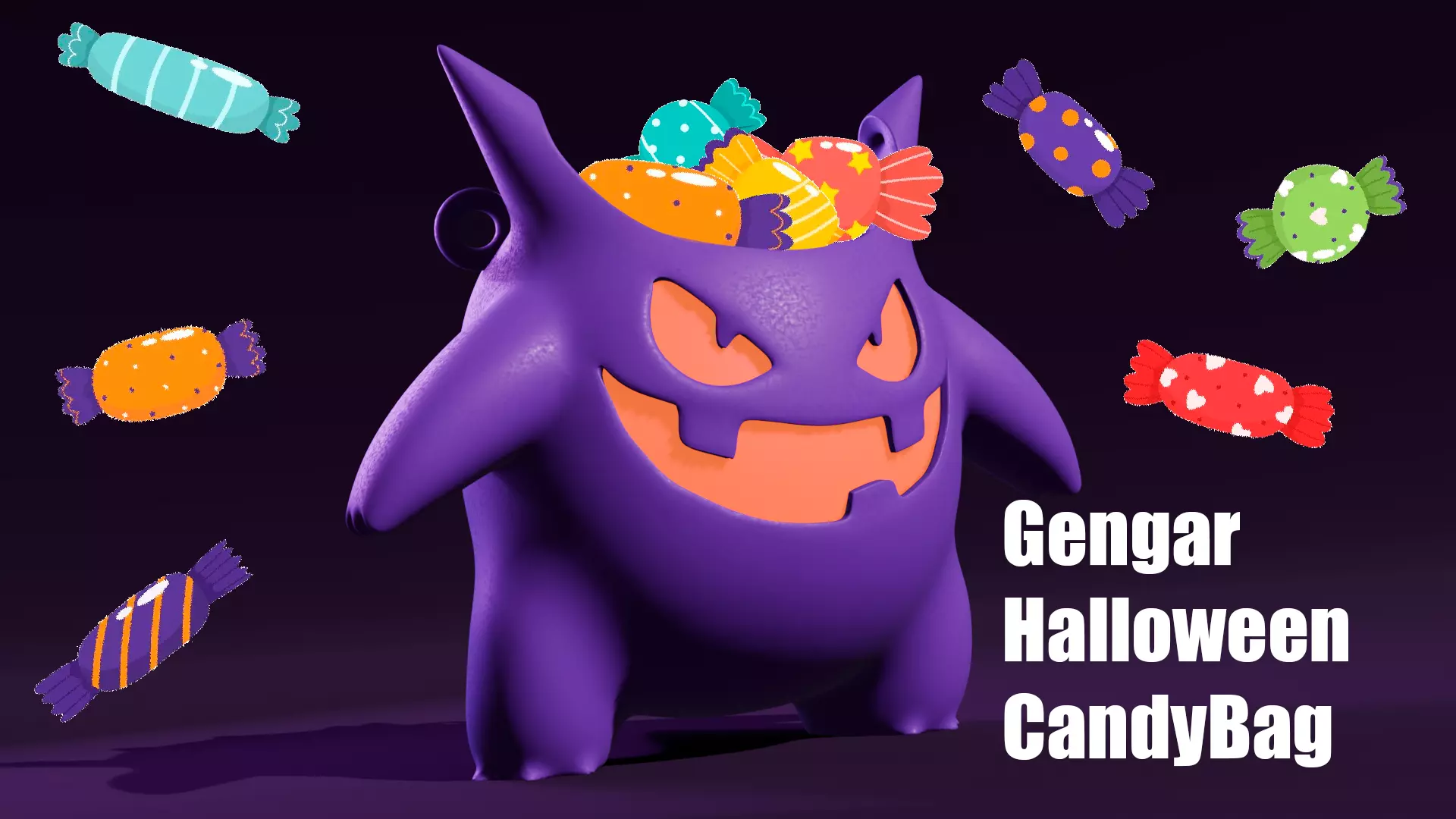 Gengar Halloween CandyBag 3D print model_0