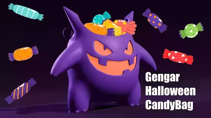 Gengar Halloween CandyBag 3D print model