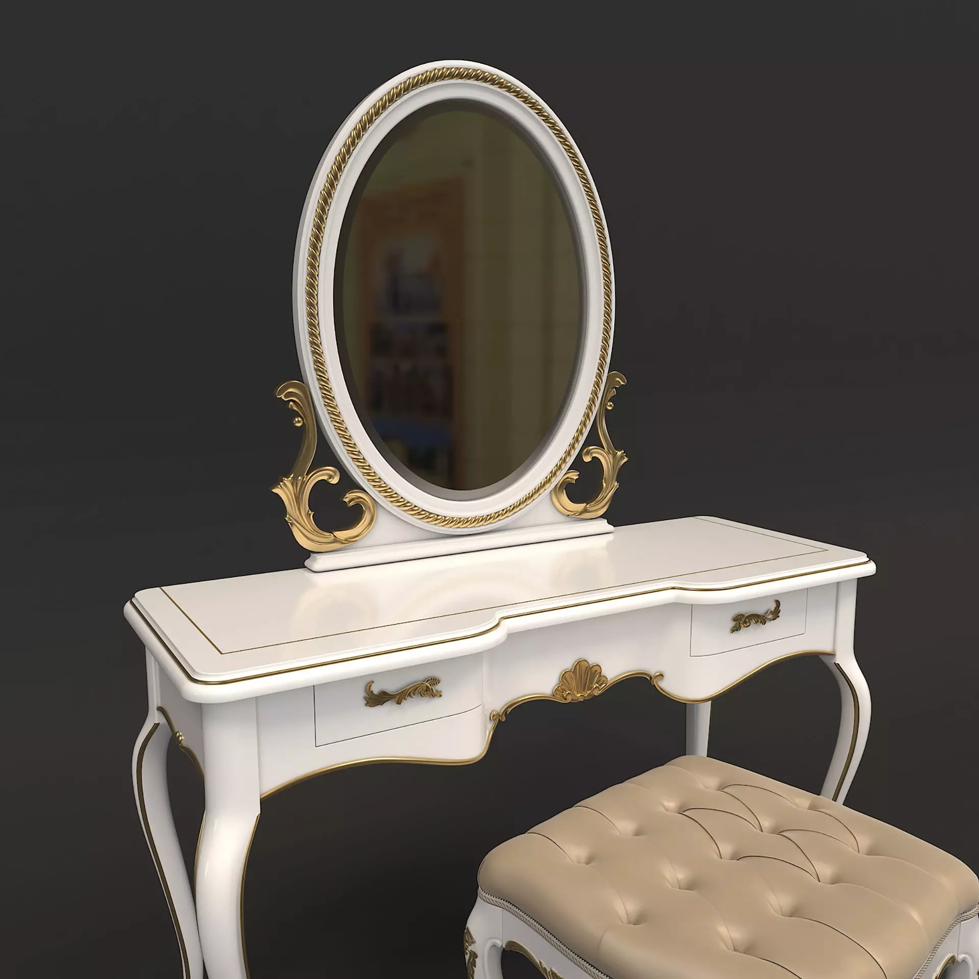 Classic European Style Dressing Table 6 3D model_3