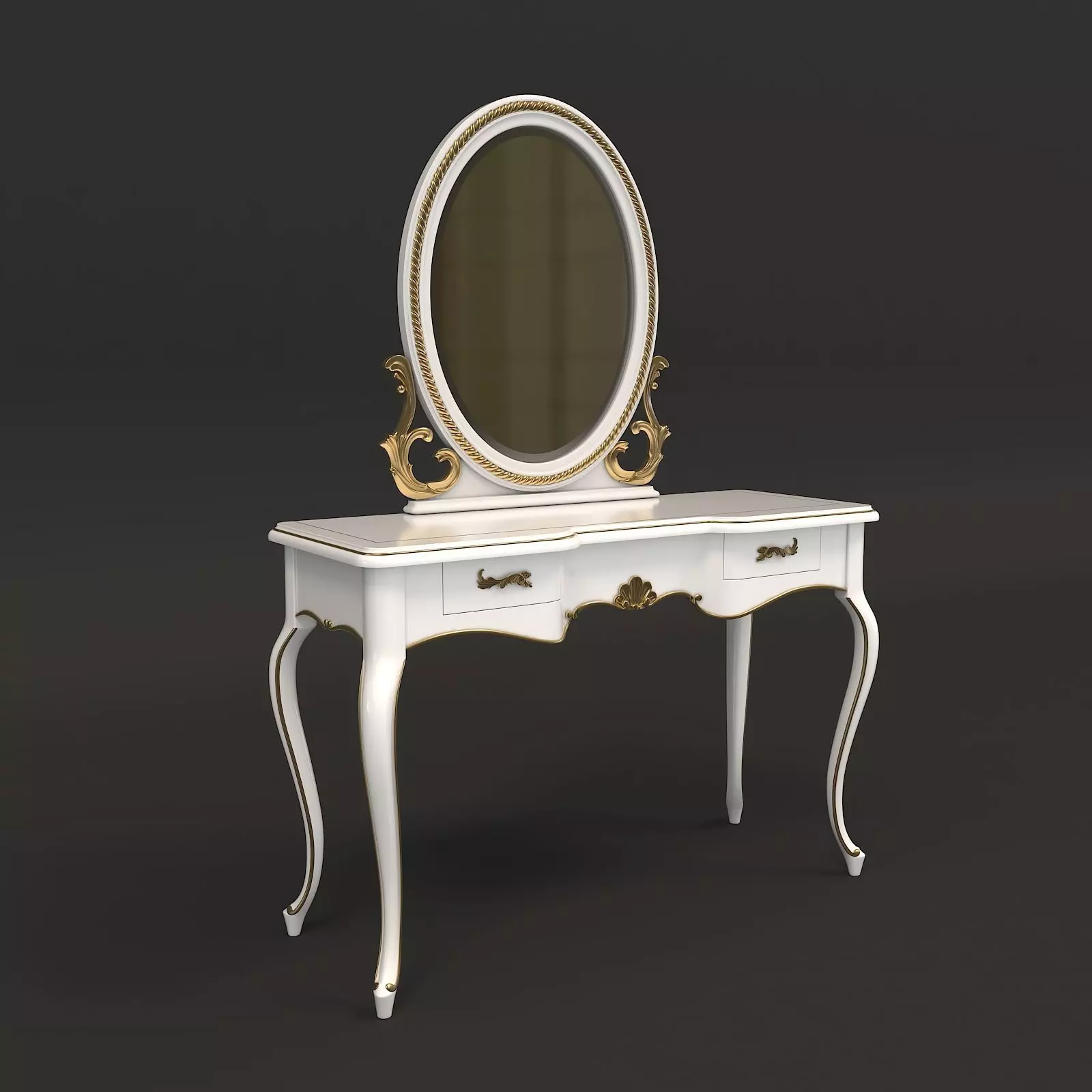 Classic European Style Dressing Table 6 3D model_7