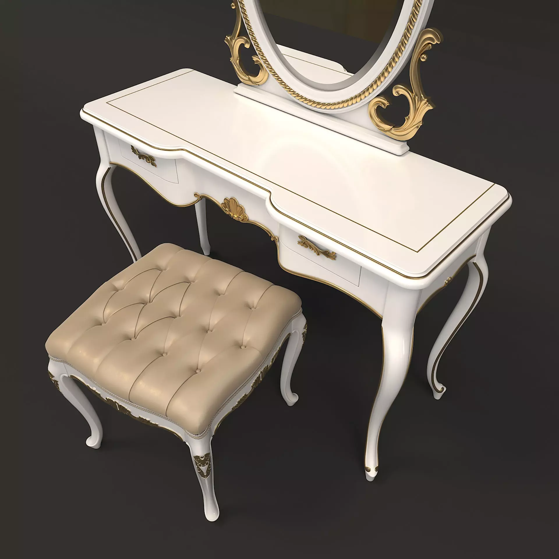 Classic European Style Dressing Table 6 3D model_2