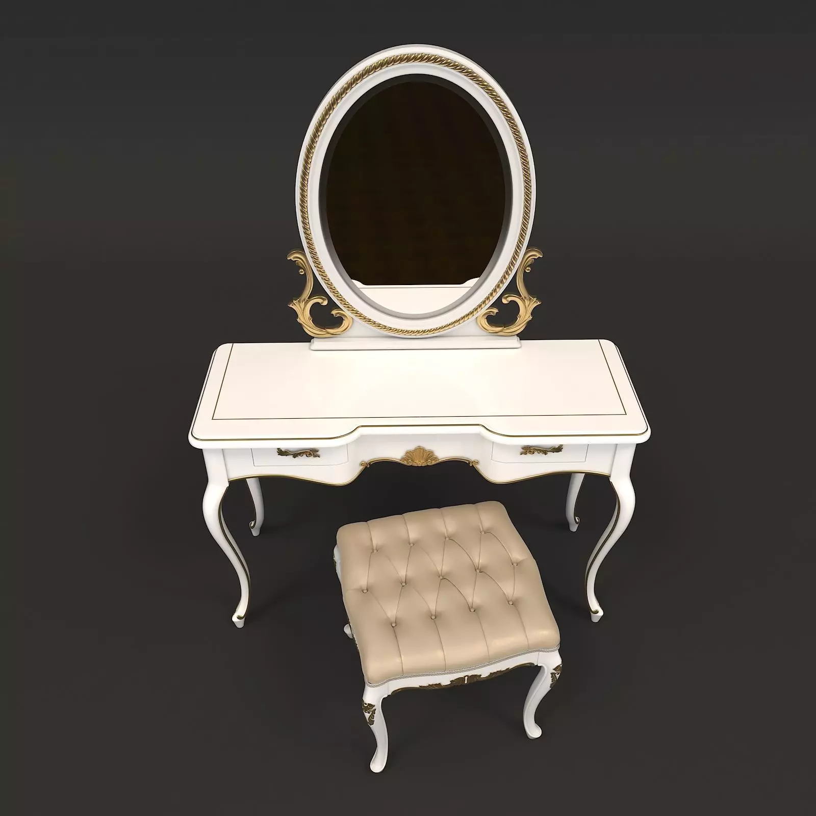Classic European Style Dressing Table 6 3D model_4