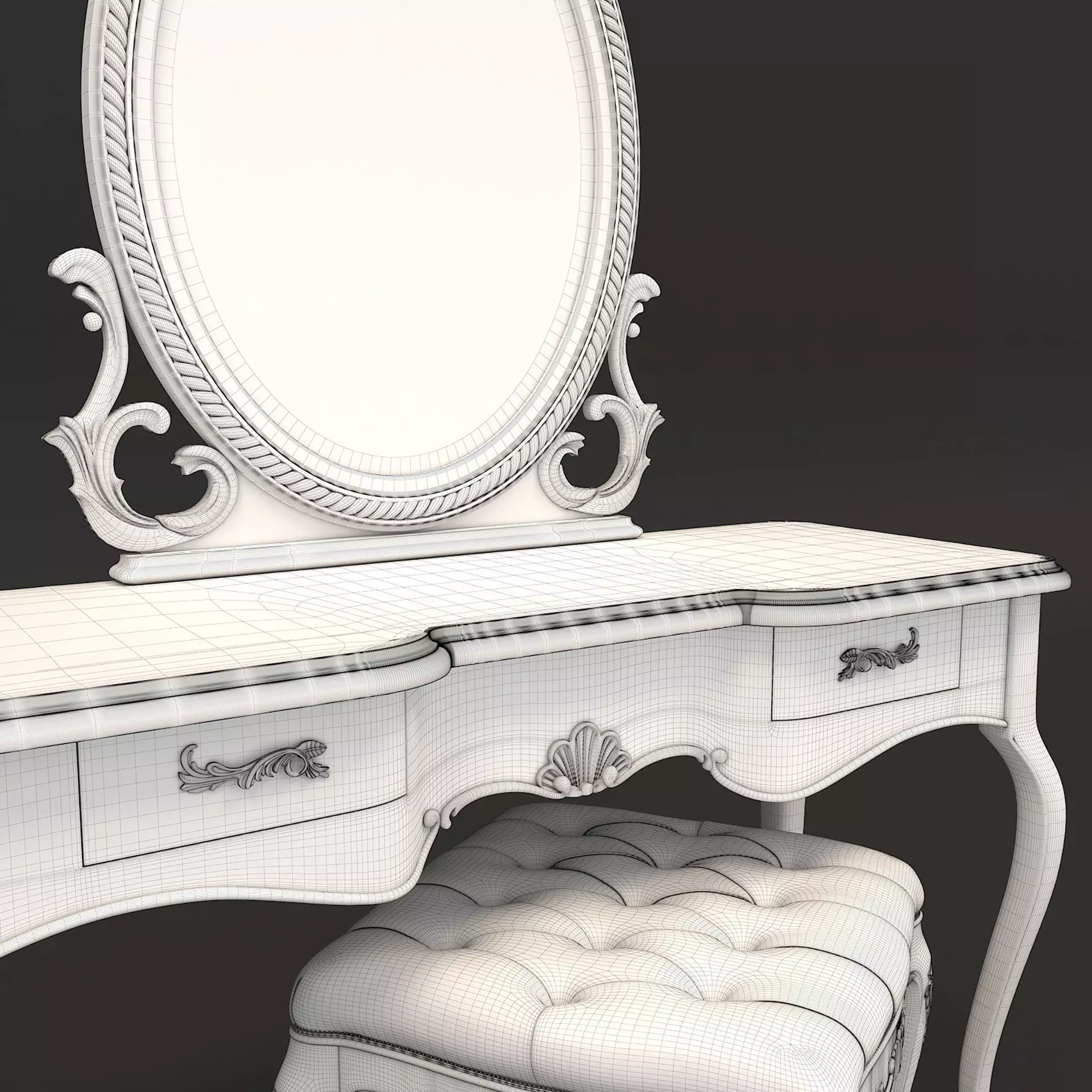 Classic European Style Dressing Table 6 3D model_9