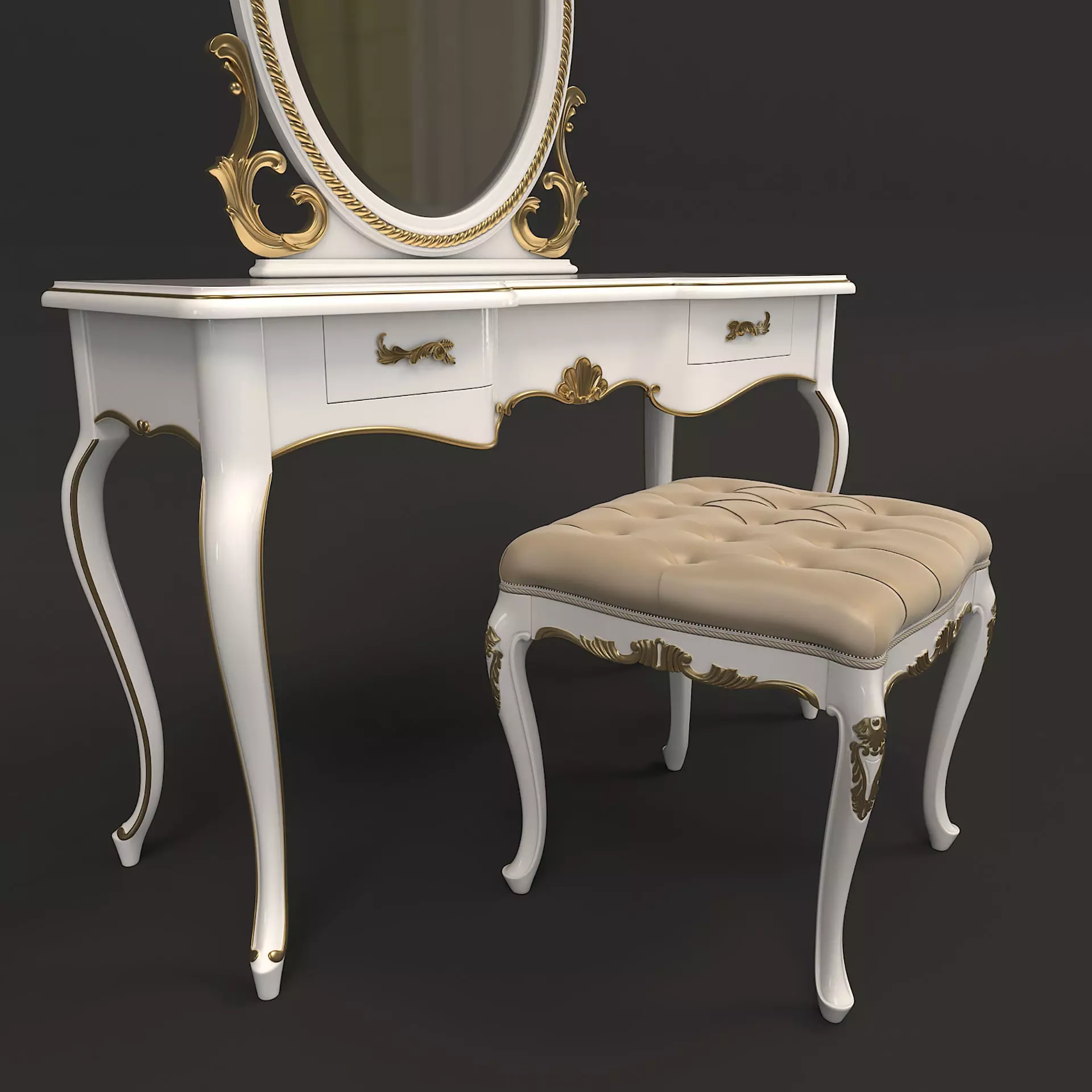 Classic European Style Dressing Table 6 3D model_5