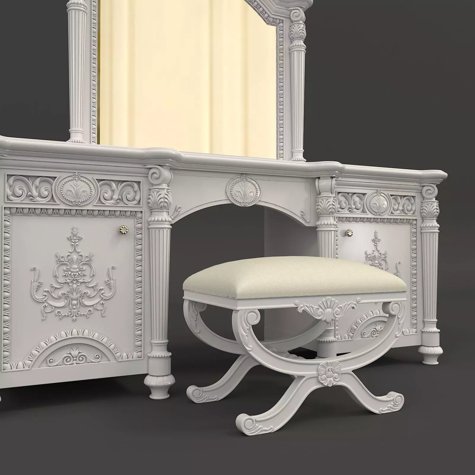 Classic European Style Dressing Table 7 3D model_2