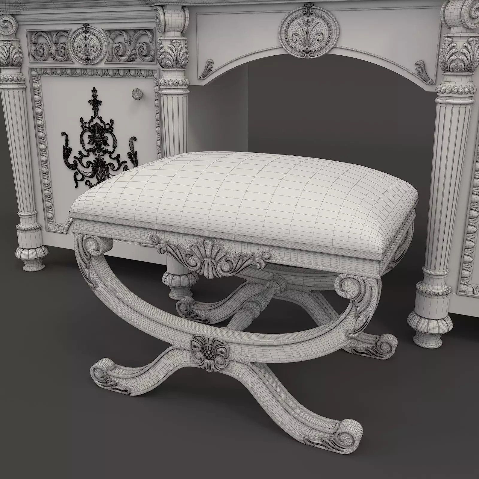 Classic European Style Dressing Table 7 3D model_11