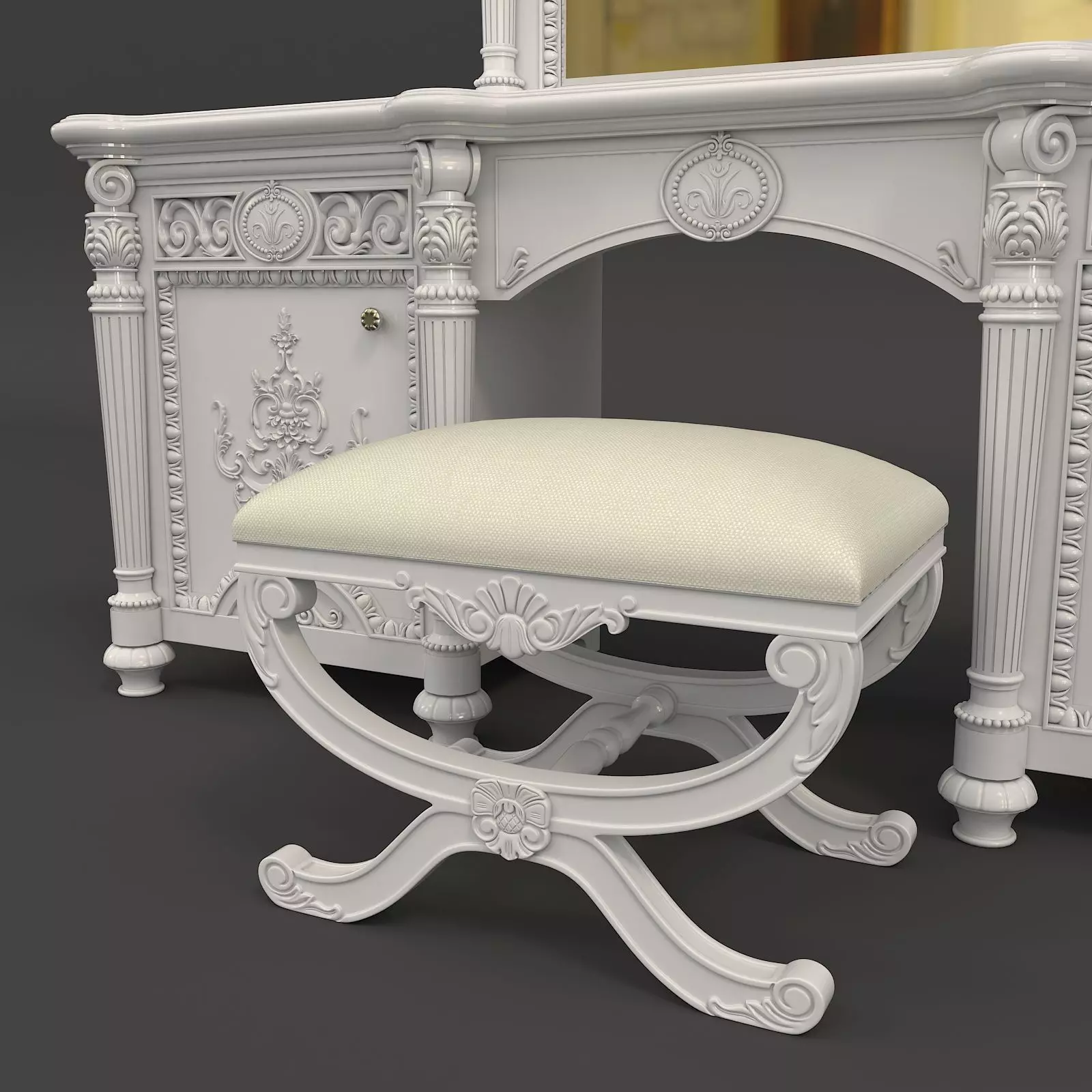 Classic European Style Dressing Table 7 3D model_4