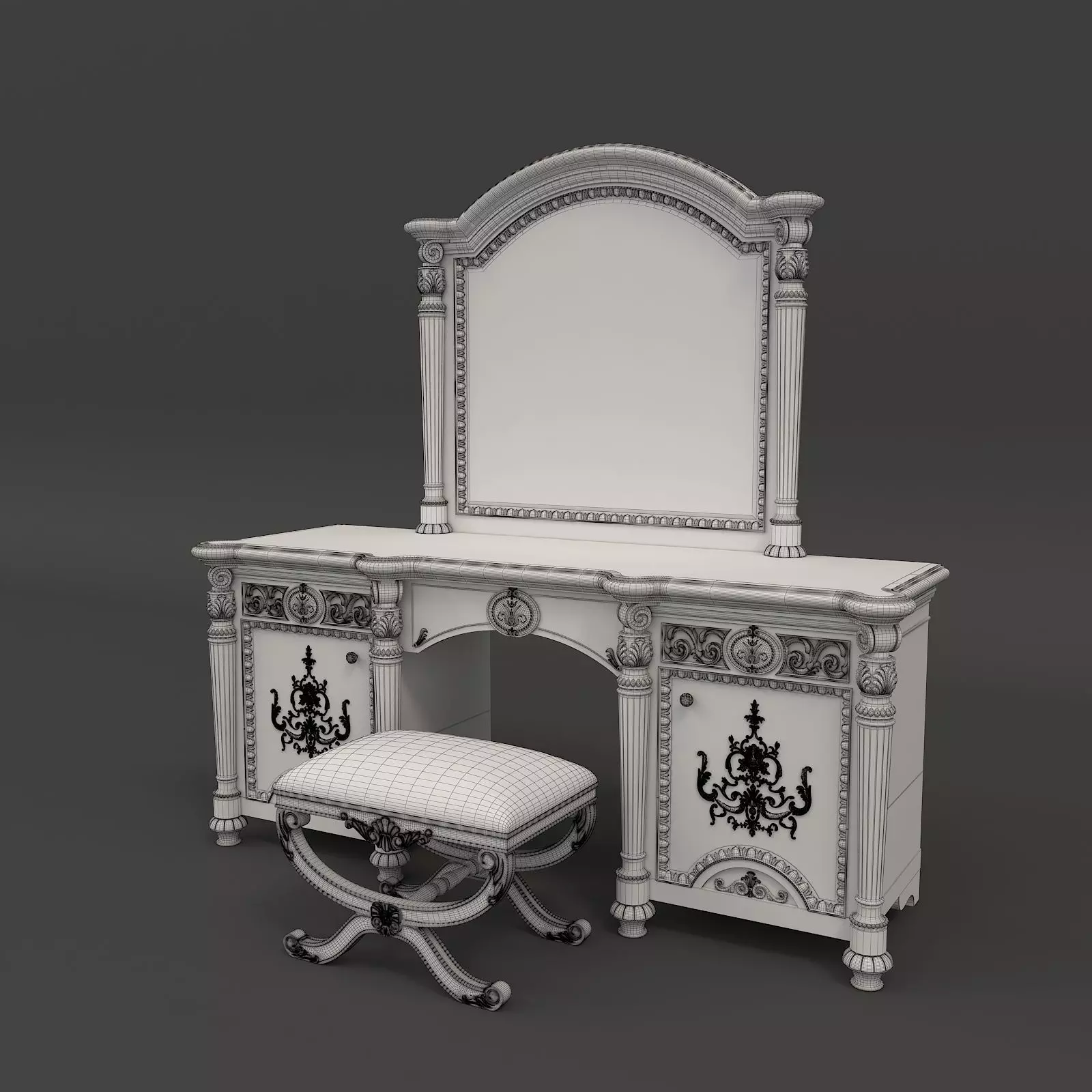 Classic European Style Dressing Table 7 3D model_9