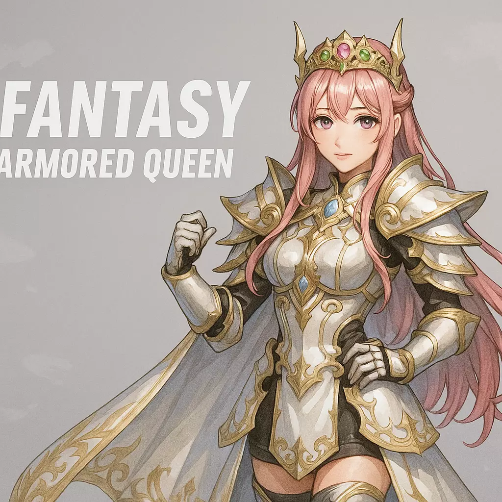Fantasy Armored Queen 3D Character PBR Textured Low-poly 3D model_0