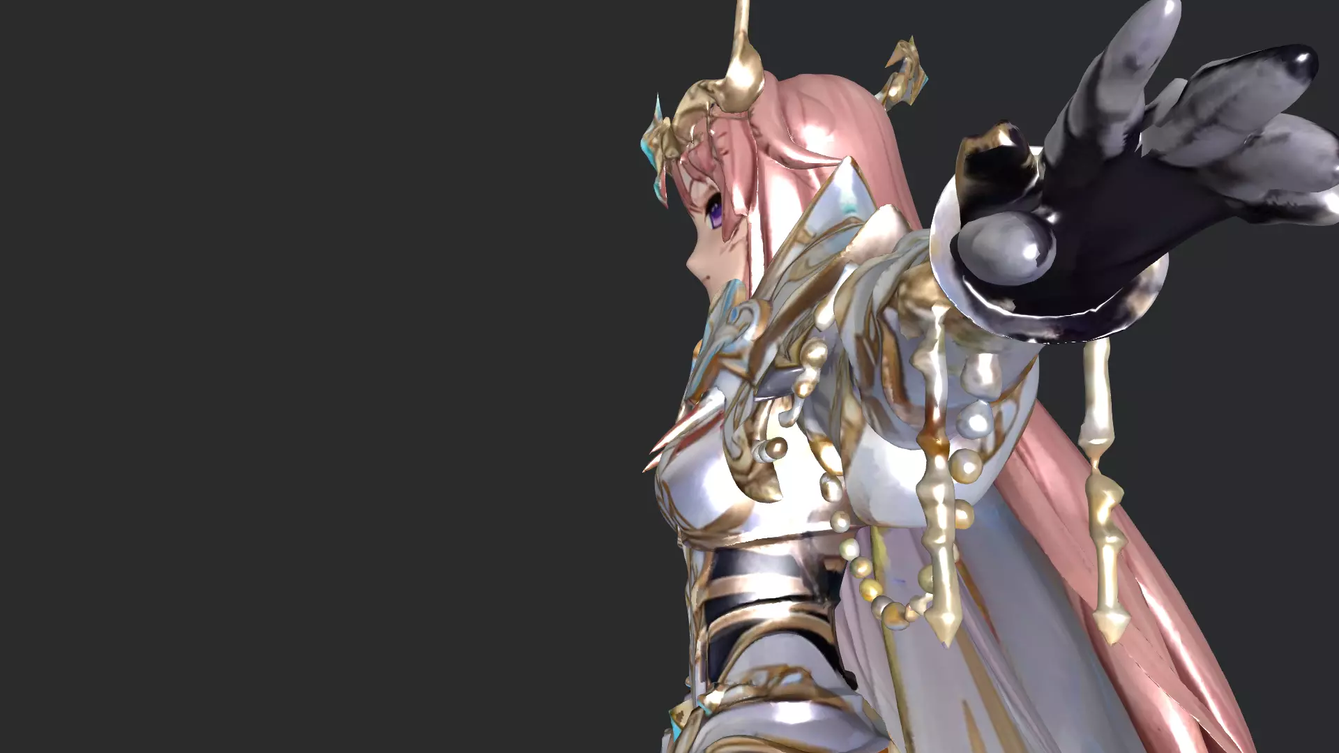 Fantasy Armored Queen 3D Character PBR Textured Low-poly 3D model_11