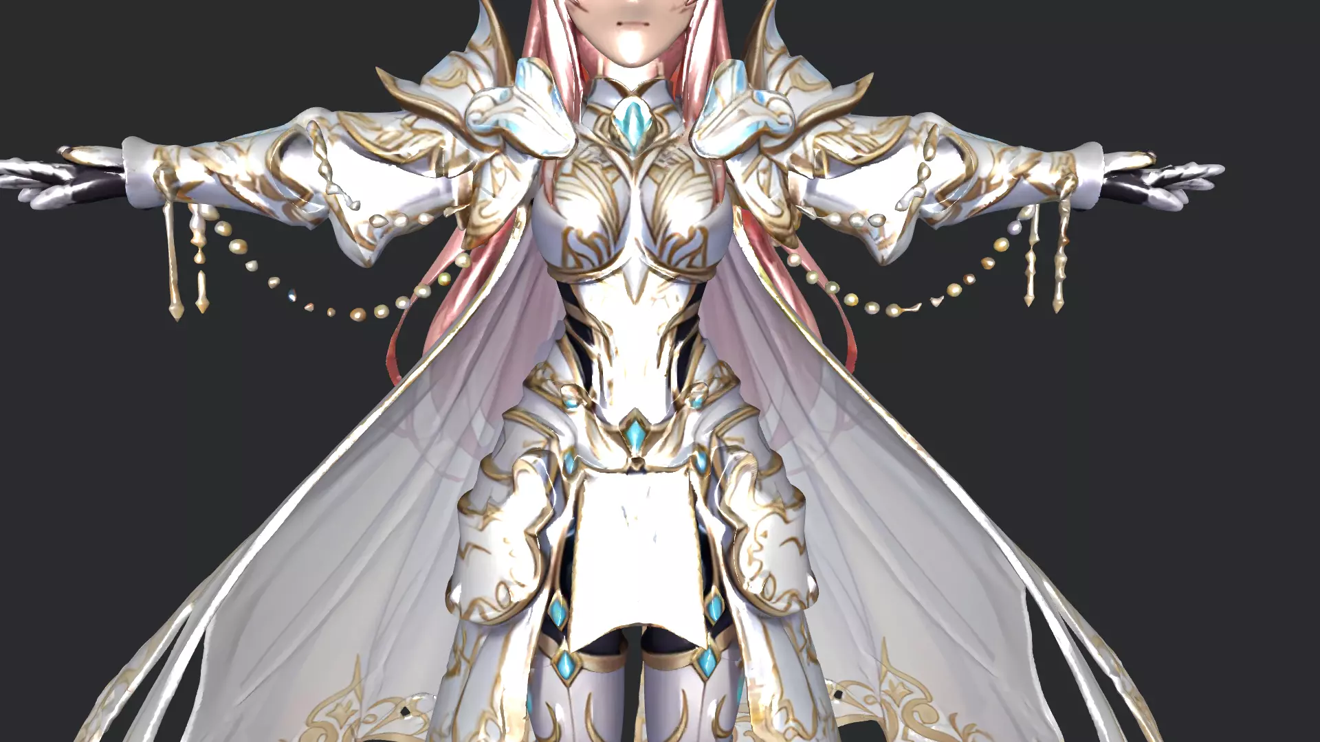 Fantasy Armored Queen 3D Character PBR Textured Low-poly 3D model_6