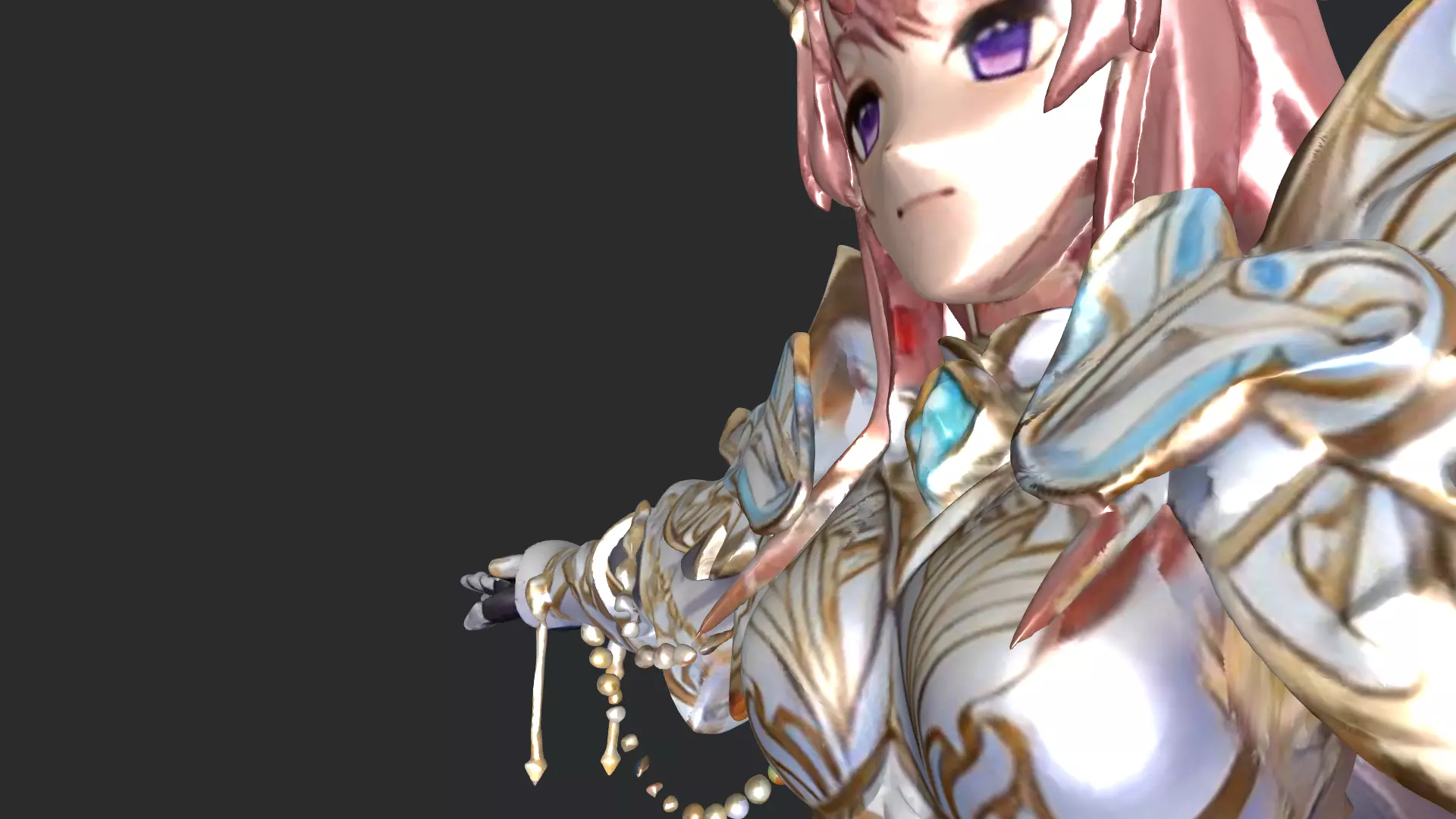 Fantasy Armored Queen 3D Character PBR Textured Low-poly 3D model_15