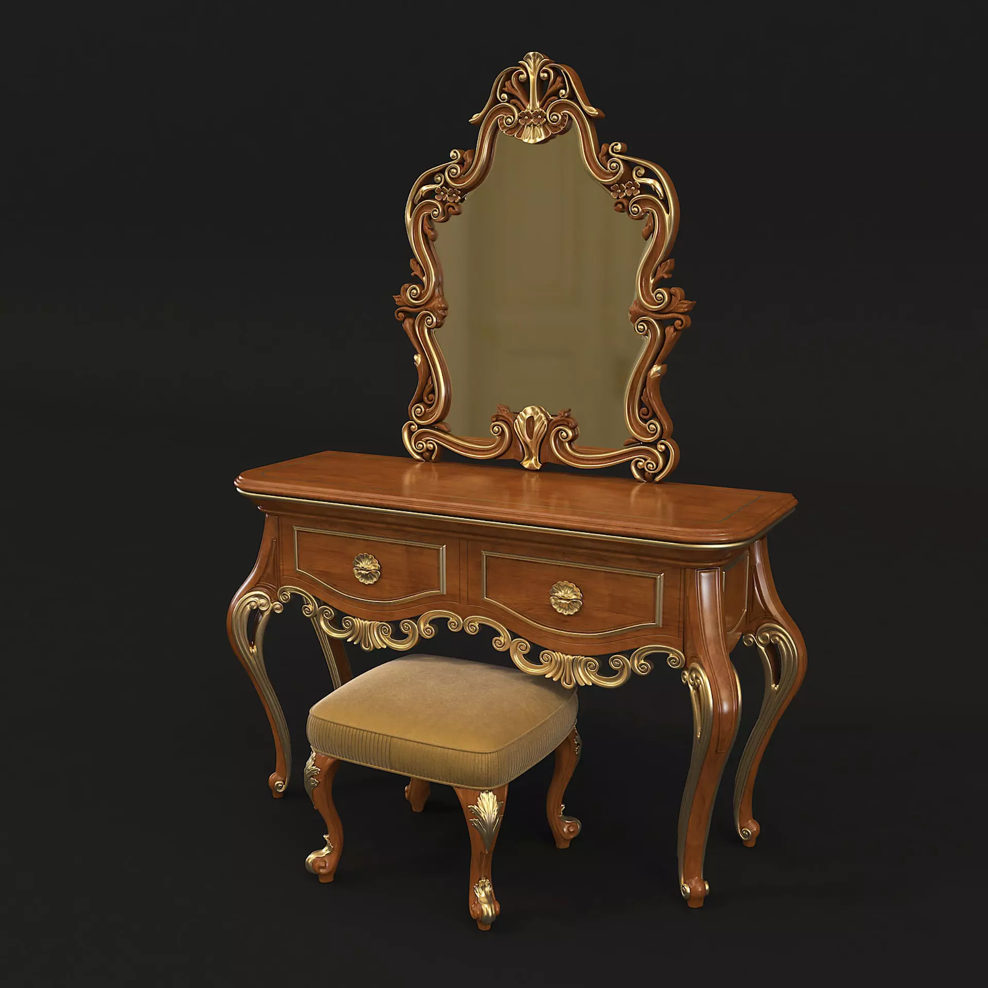 Classic European Style Dressing Table 8 3D model_0