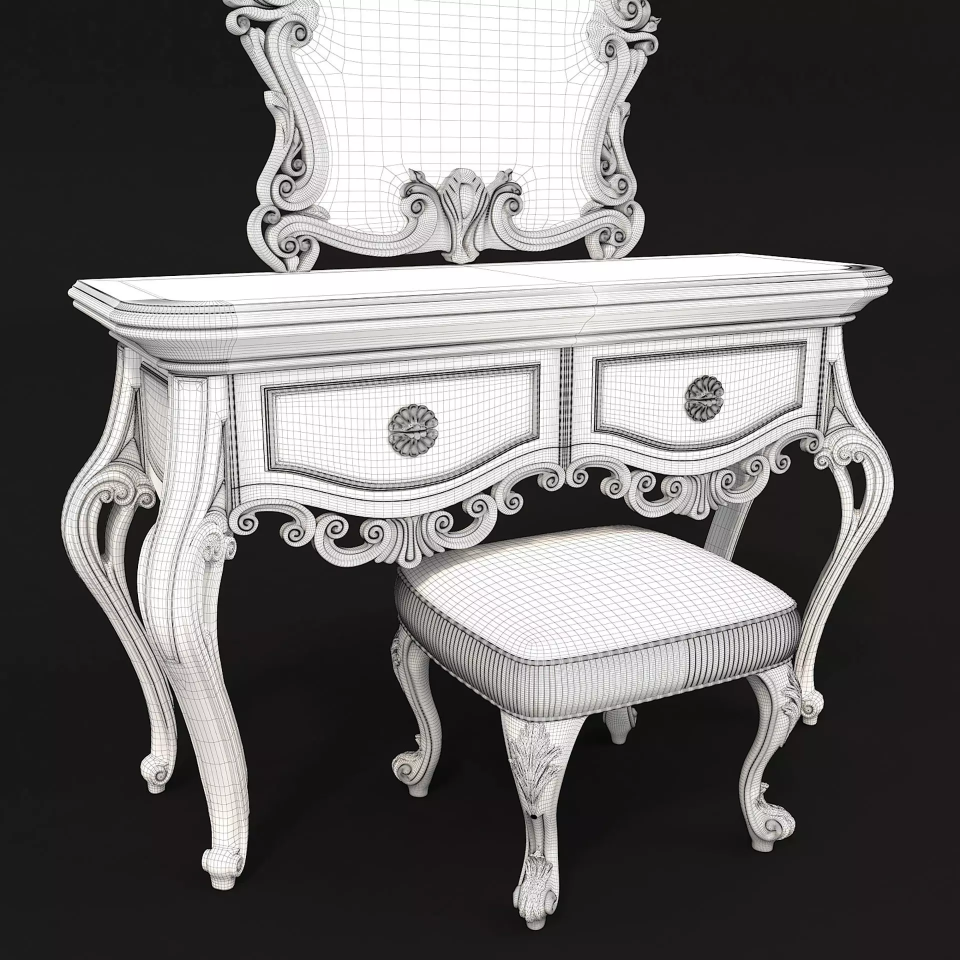 Classic European Style Dressing Table 8 3D model_9