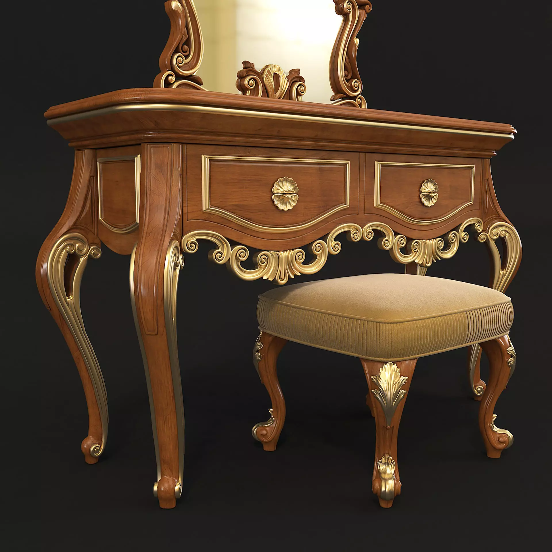 Classic European Style Dressing Table 8 3D model_4
