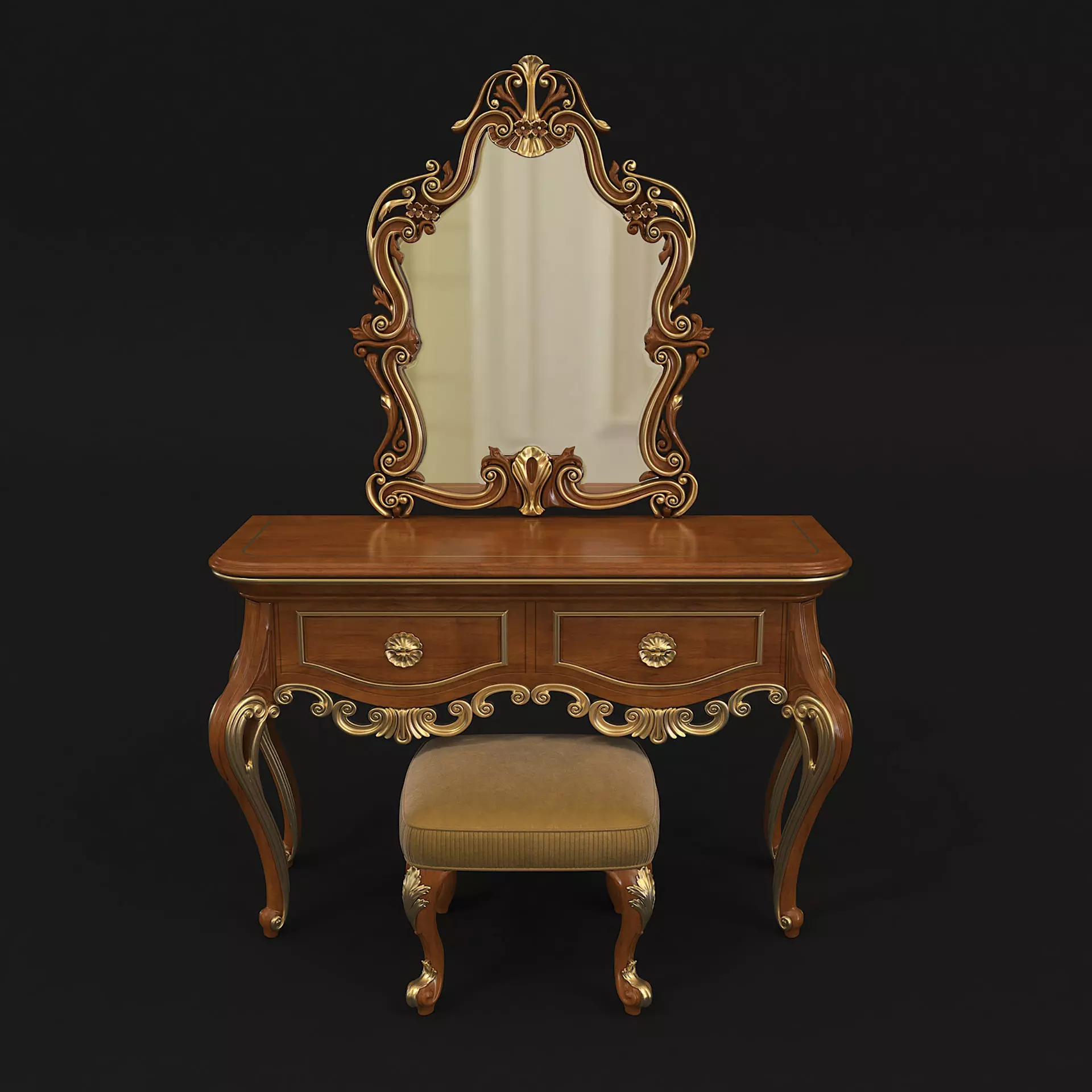 Classic European Style Dressing Table 8 3D model_1