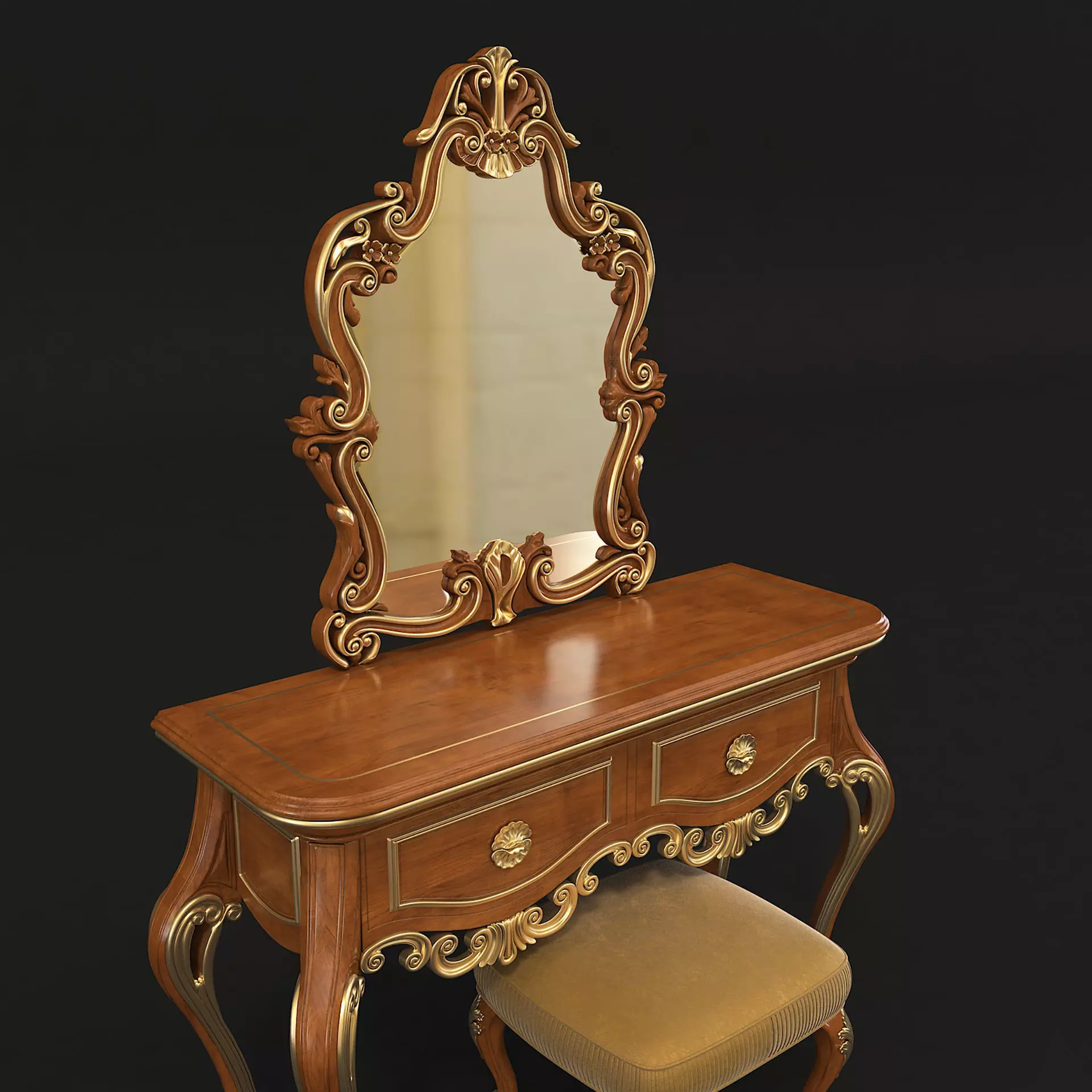 Classic European Style Dressing Table 8 3D model_3