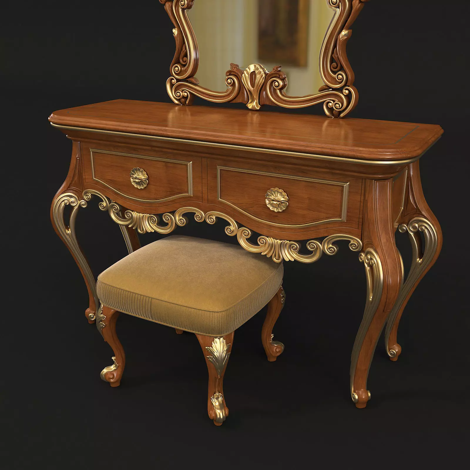 Classic European Style Dressing Table 8 3D model_2