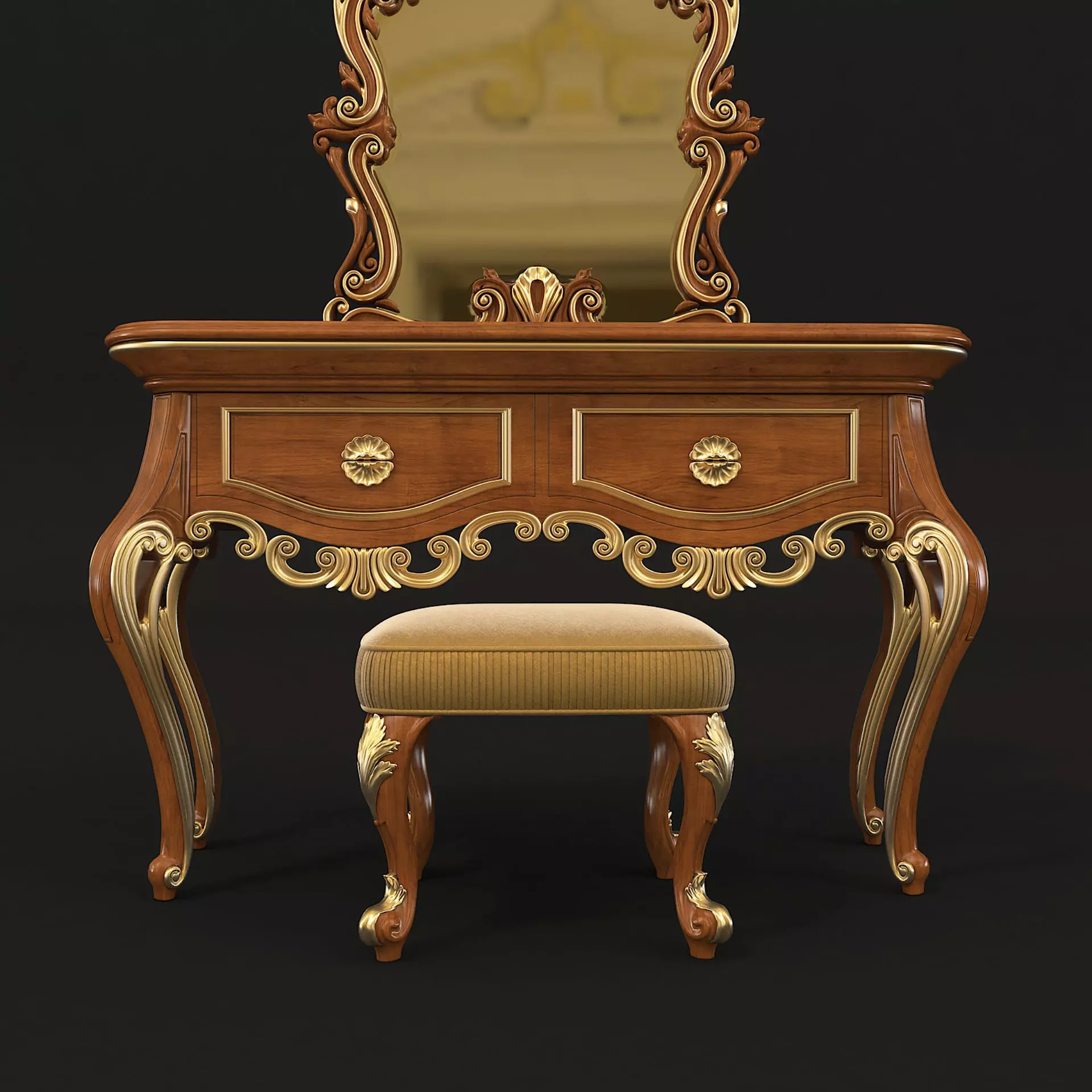 Classic European Style Dressing Table 8 3D model_6