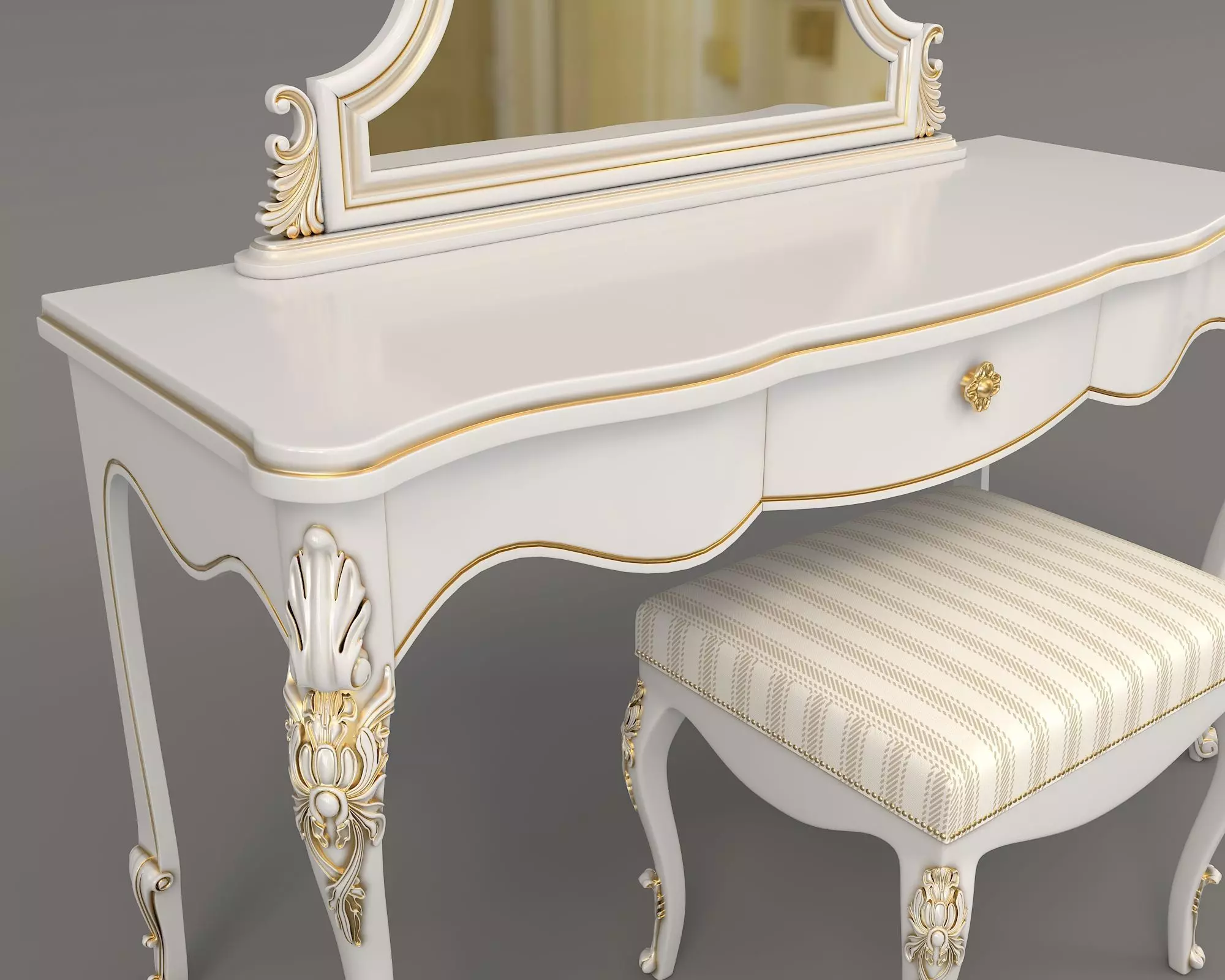 Classic European Style Dressing Table 11 3D model_6