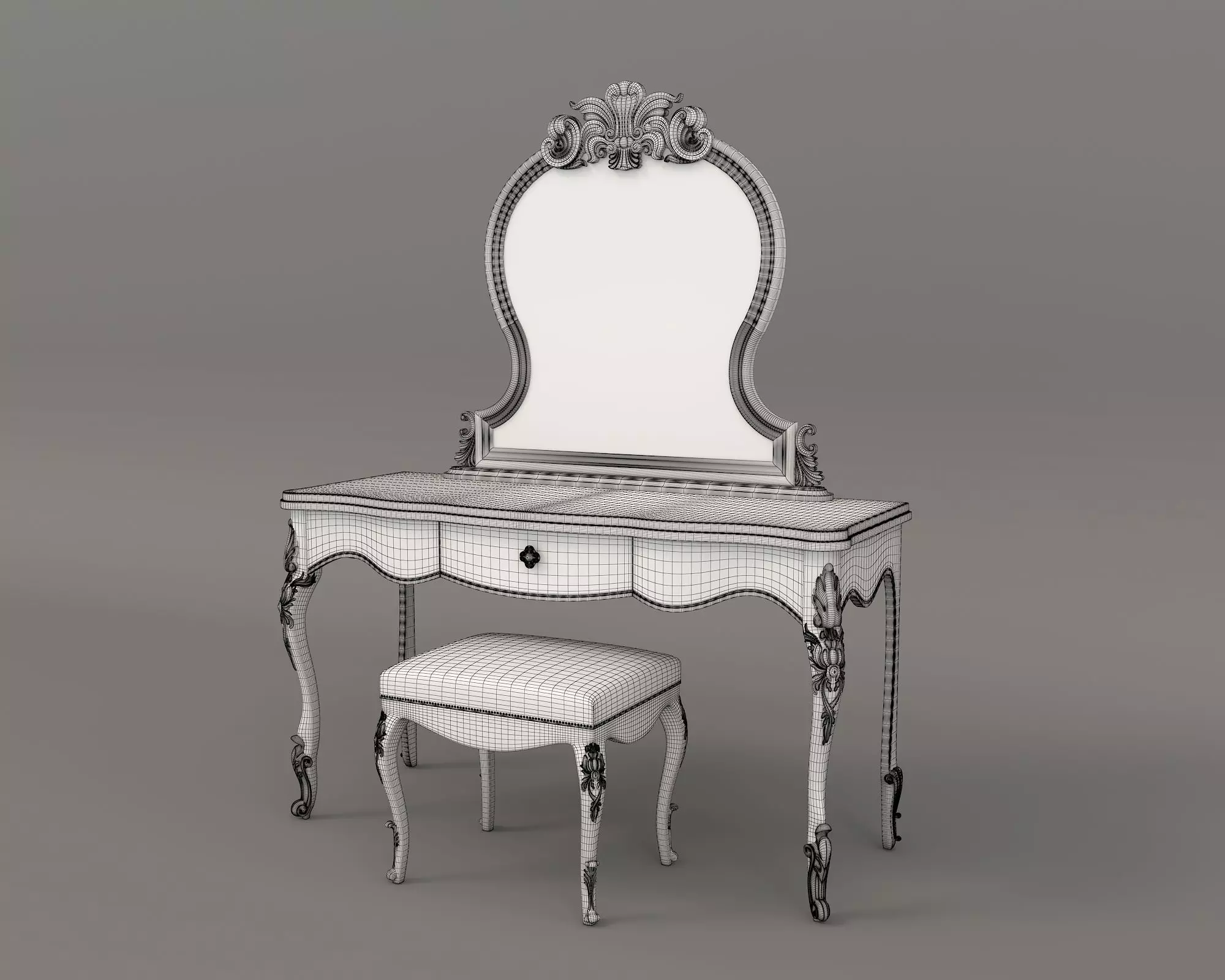 Classic European Style Dressing Table 11 3D model_8