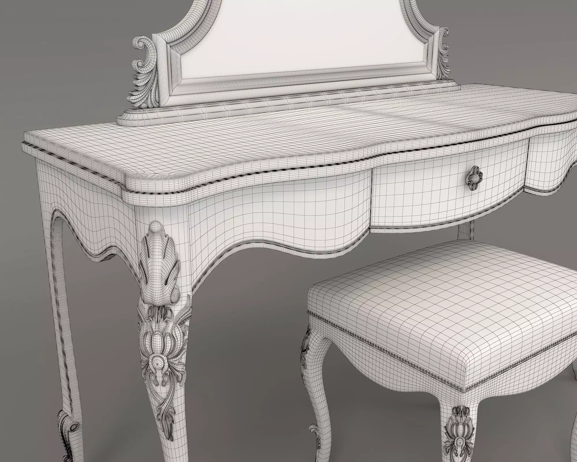 Classic European Style Dressing Table 11 3D model_9