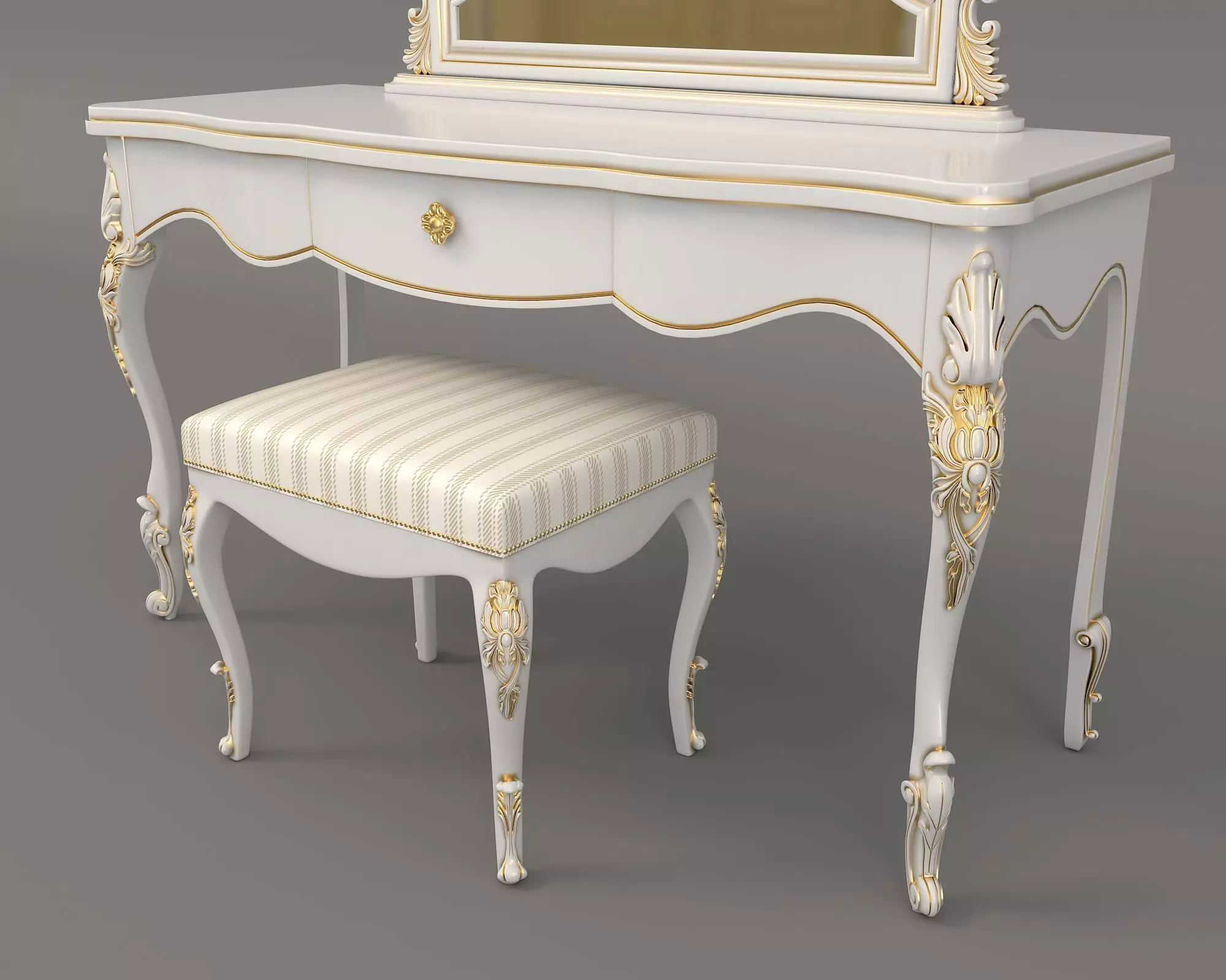 Classic European Style Dressing Table 11 3D model_2