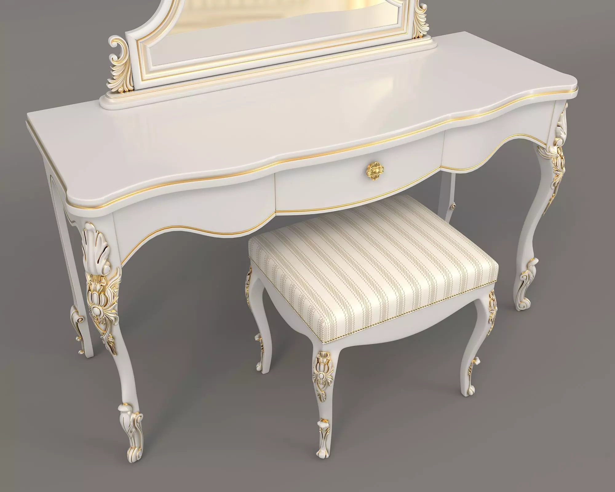 Classic European Style Dressing Table 11 3D model_4