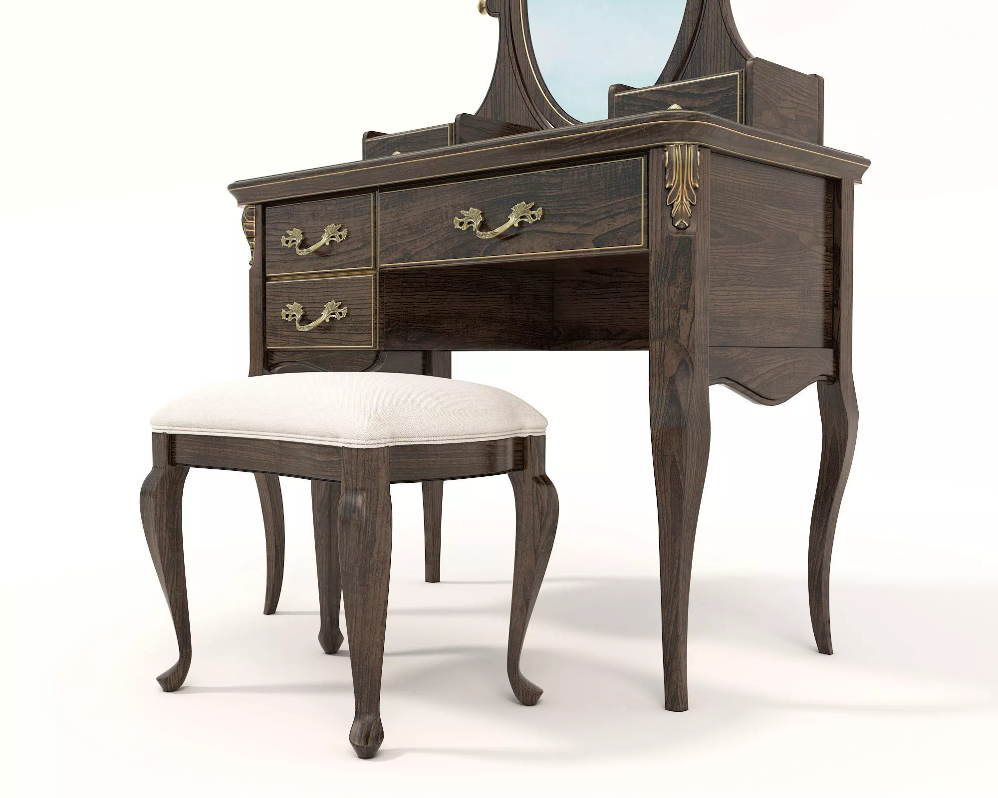 Classic European Style Dressing Table 13 3D model_2