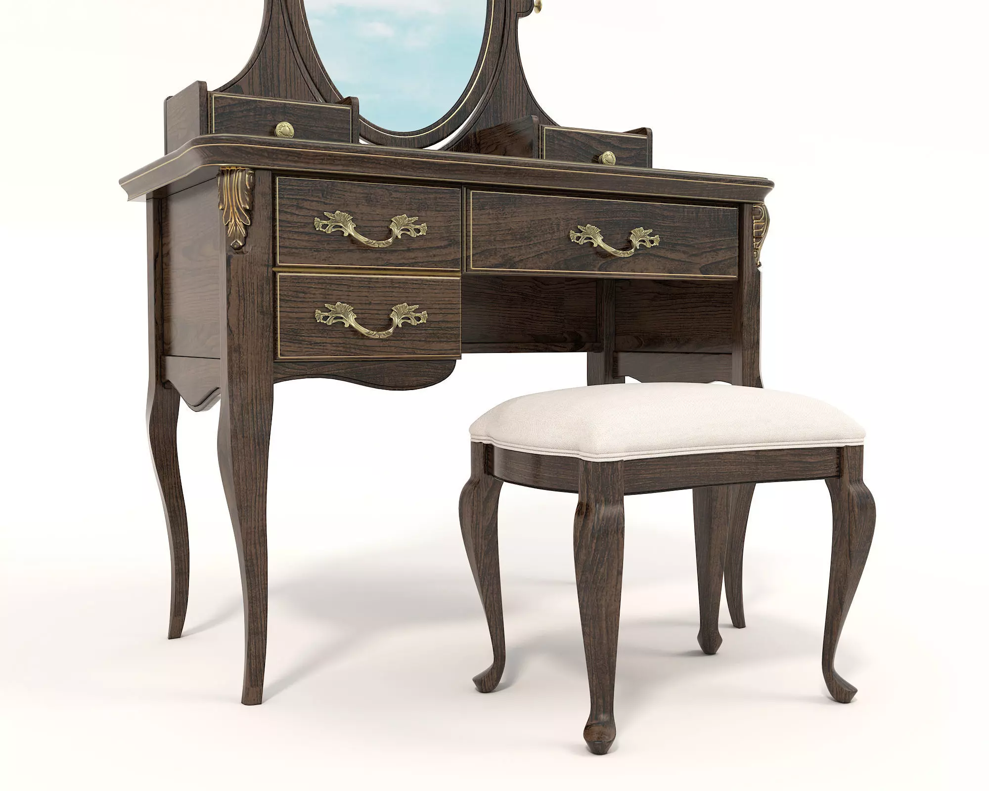 Classic European Style Dressing Table 13 3D model_4