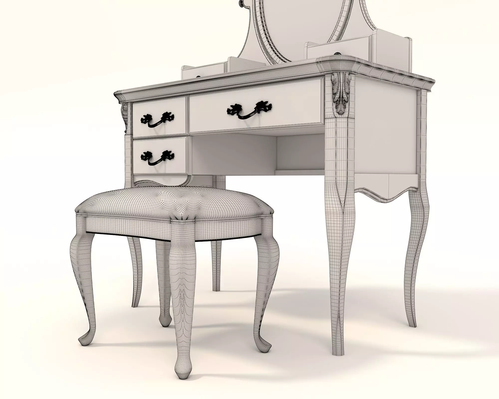 Classic European Style Dressing Table 13 3D model_9