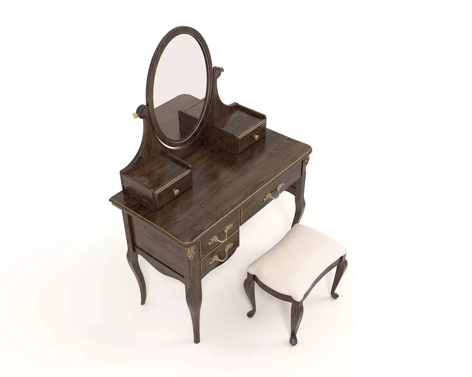 Classic European Style Dressing Table 13 3D model_1