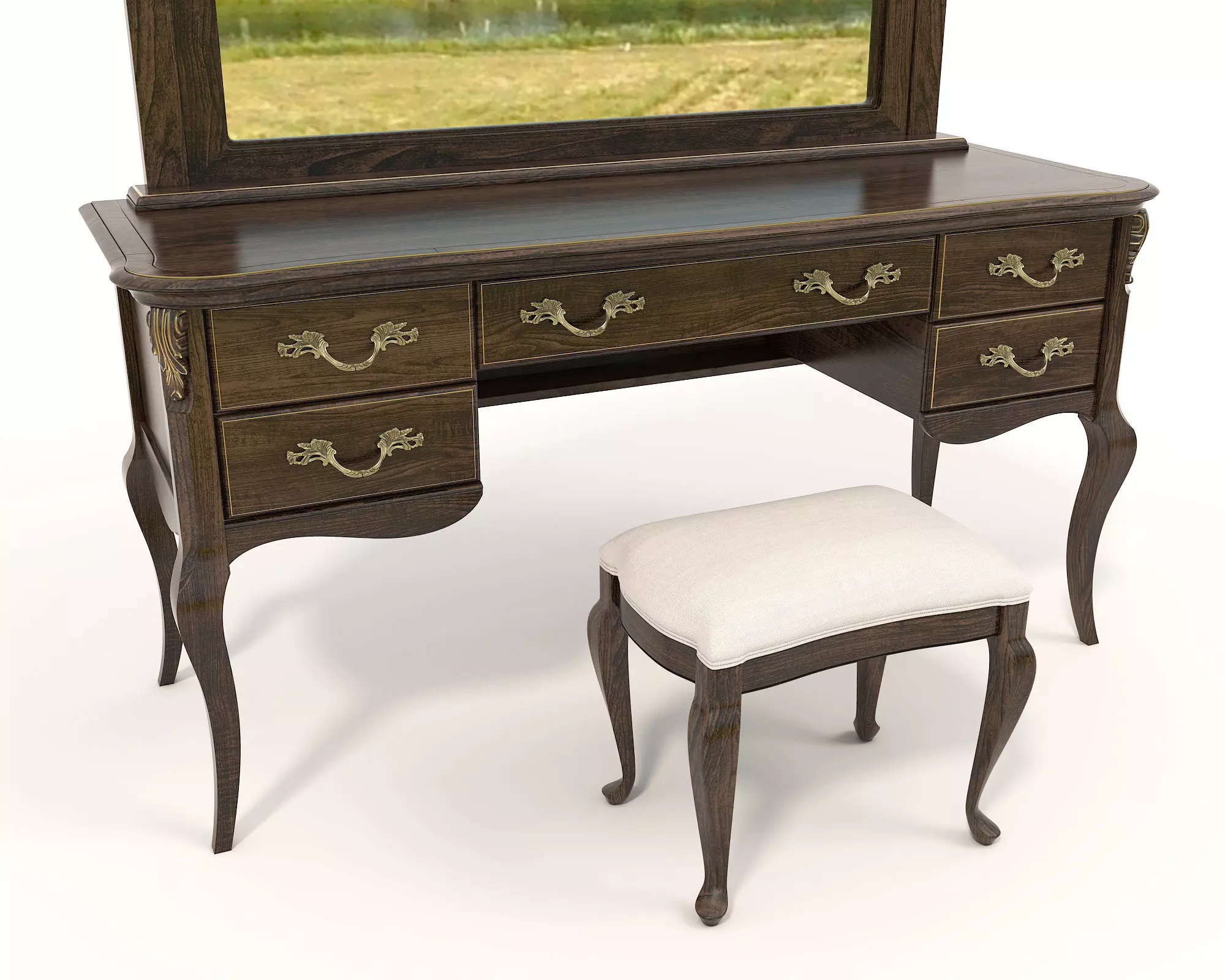 Classic European Style Dressing Table 14 3D model_2