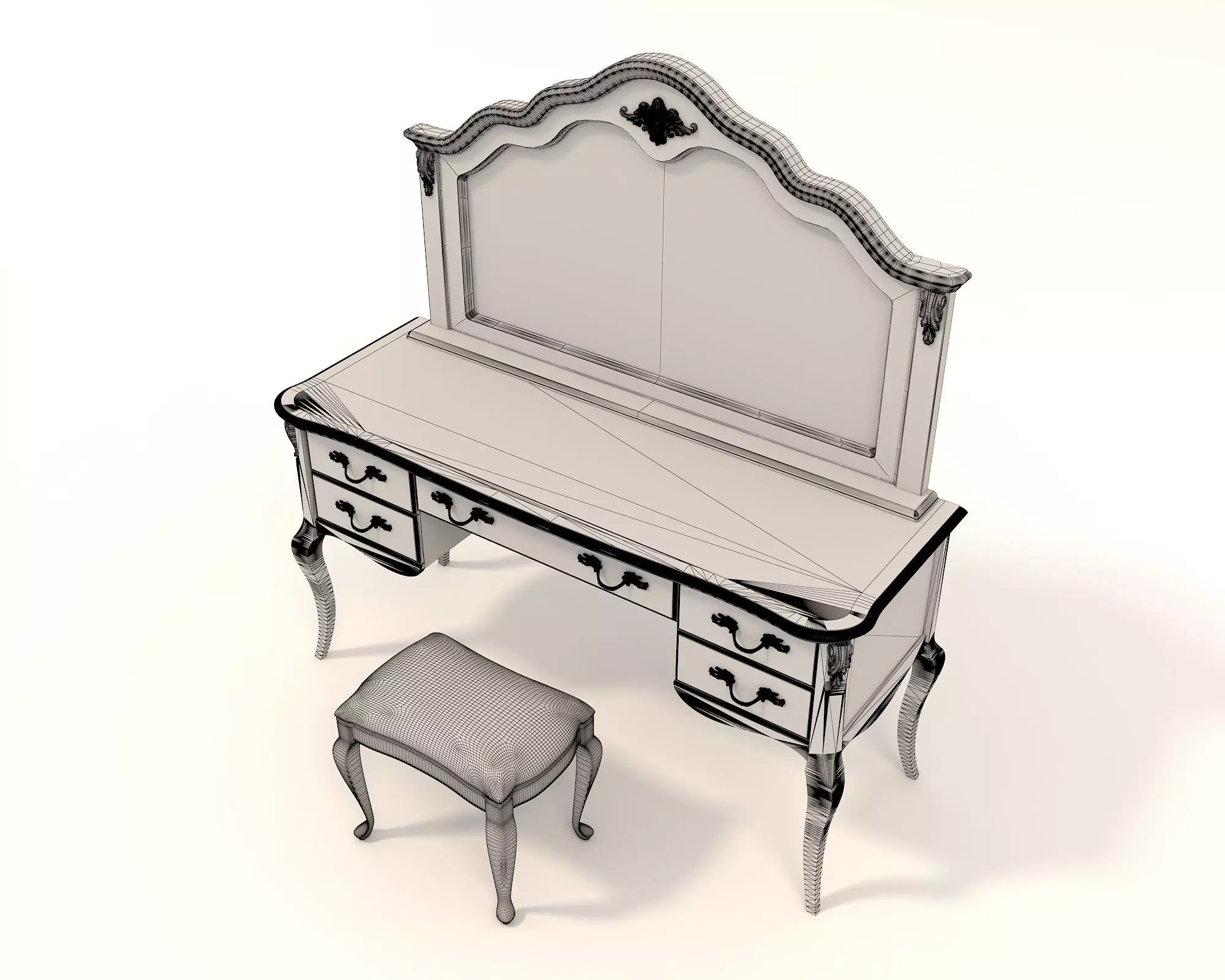 Classic European Style Dressing Table 14 3D model_10