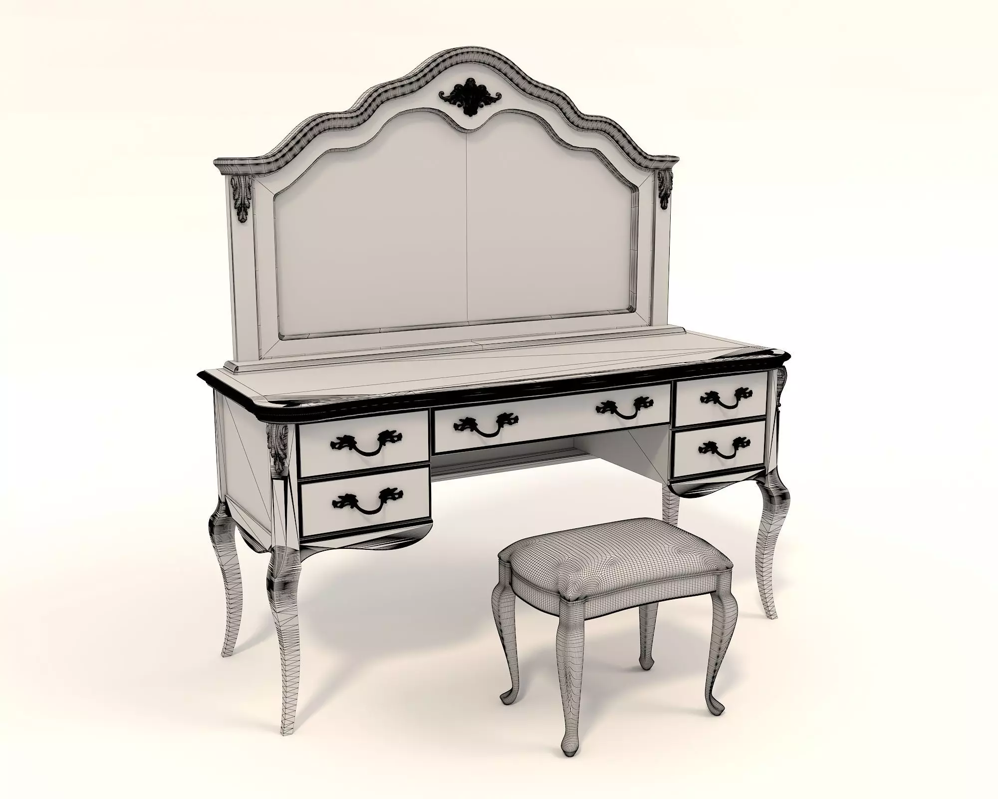 Classic European Style Dressing Table 14 3D model_9